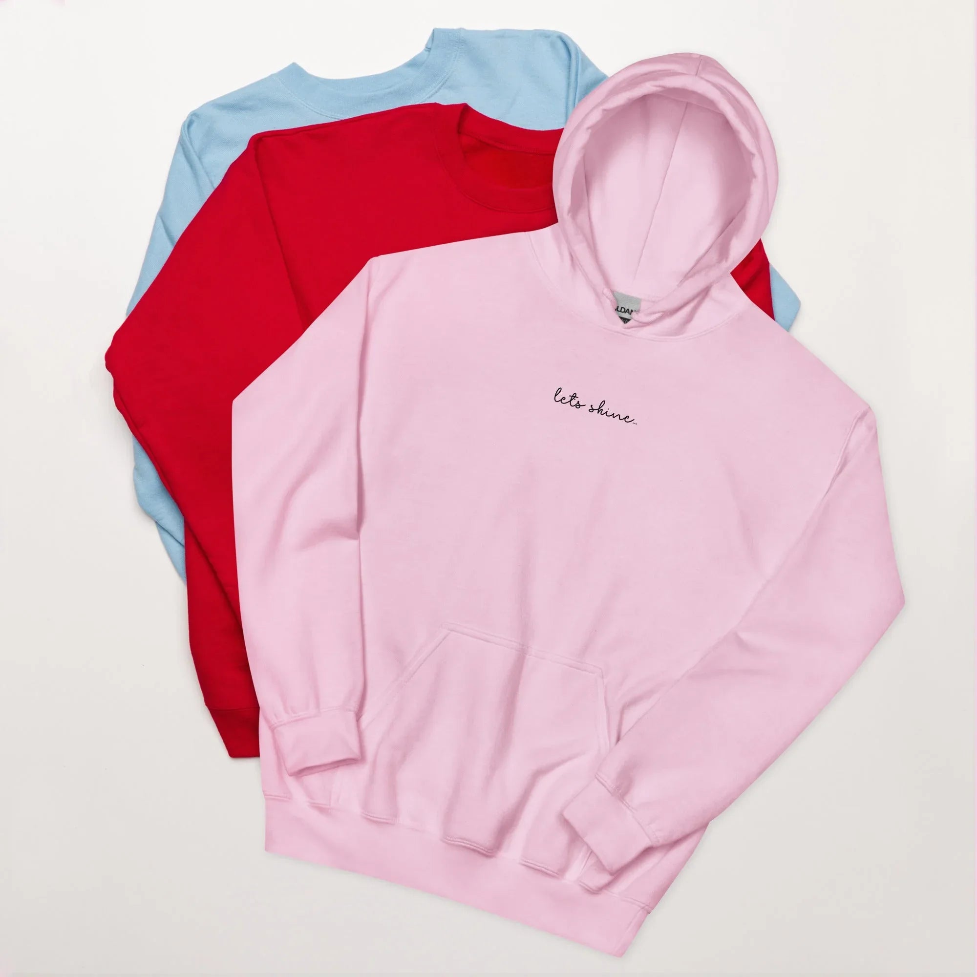 Unisex | Let's Shine Hoodie Light Pink hoodie AwRans Clothing unisex-heavy-blend-hoodie-light-pink-front-66504b63dcb76