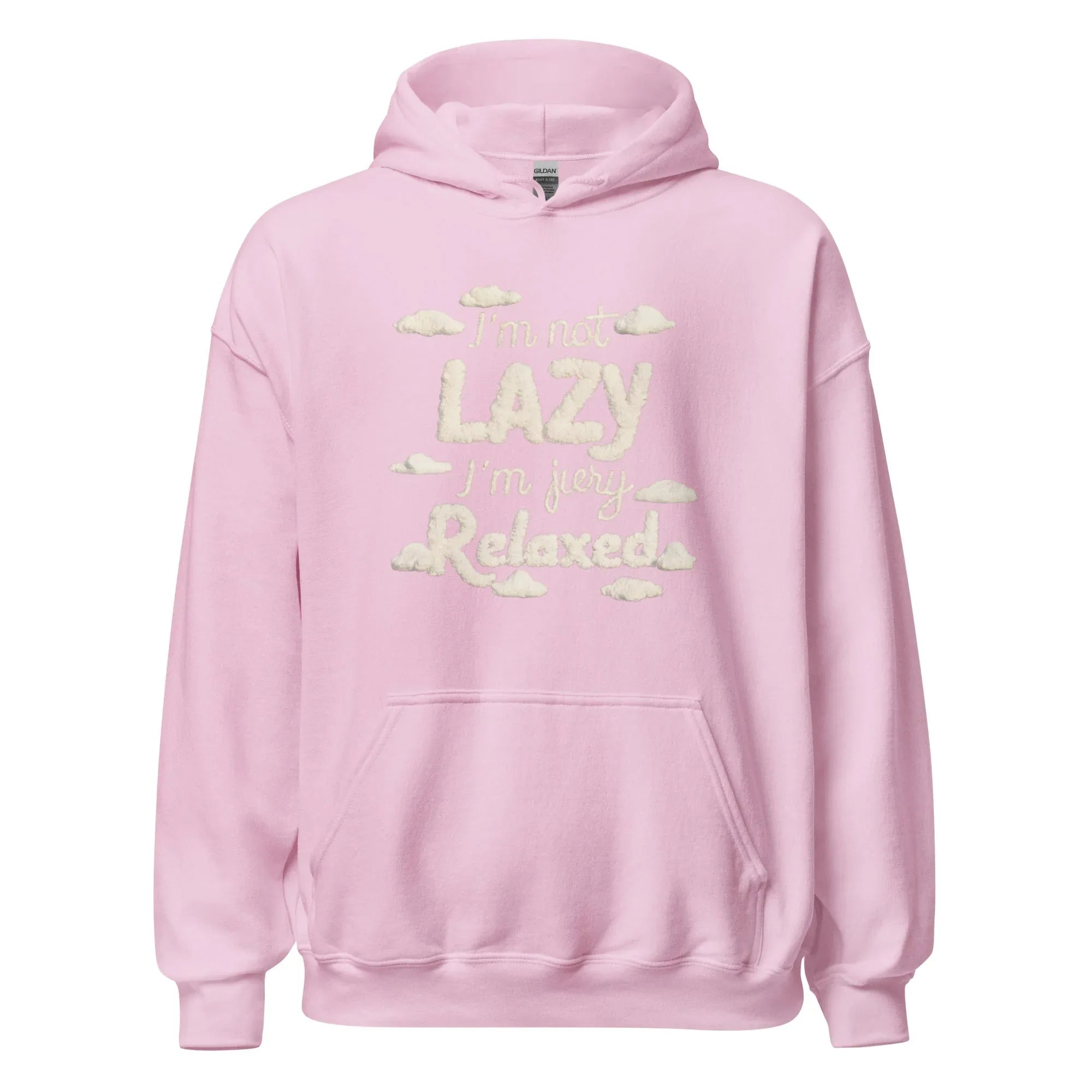 Unisex | I'm Not Lazy I'm Just Relaxed Hoodie Light Pink hoodie AwRans Clothing unisex-heavy-blend-hoodie-light-pink-front-665ca184b702a