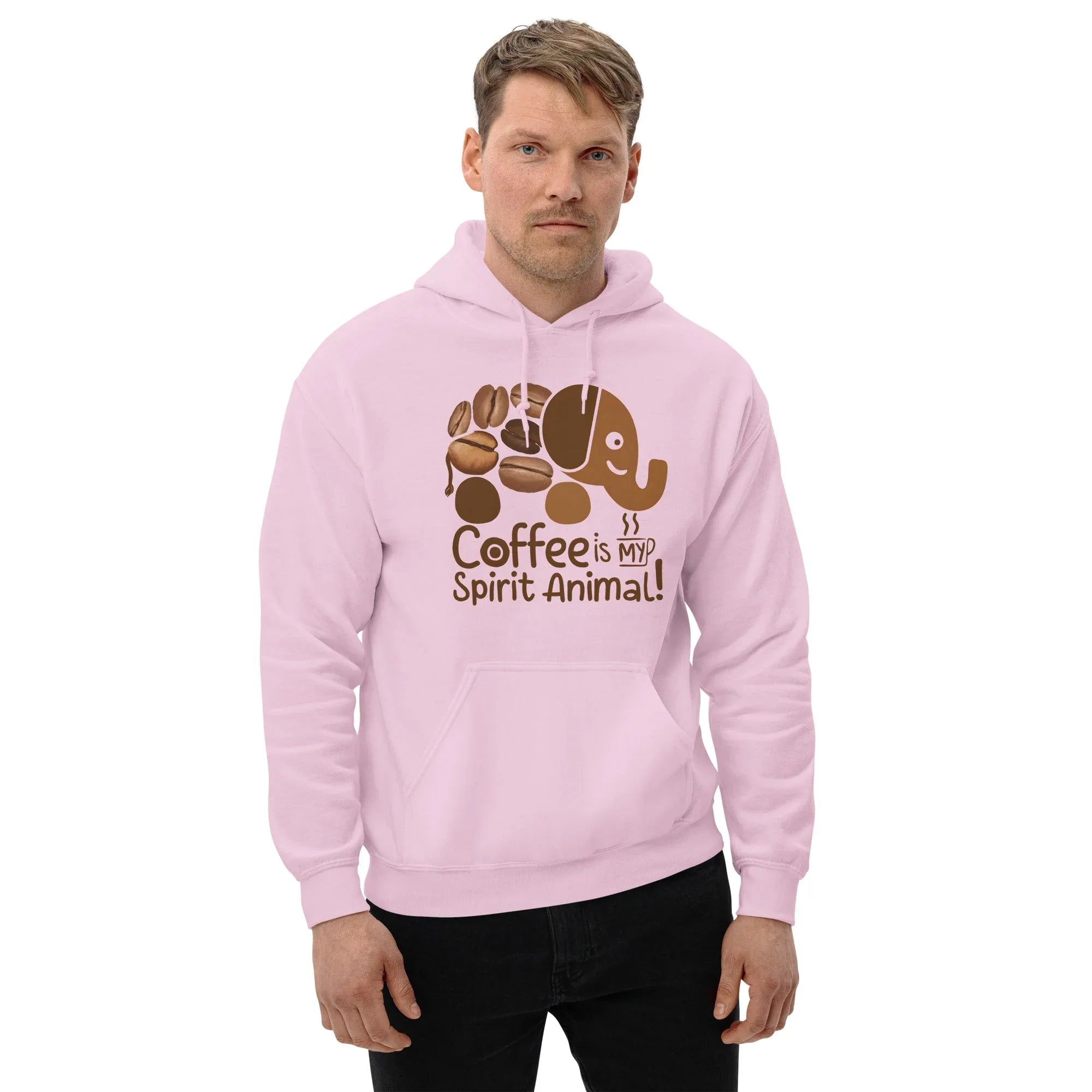 Unisex Hoodie | Coffee Is My Spirit Animal hoodie AwRans Clothing unisex-heavy-blend-hoodie-light-pink-front-681654aa9dbc6