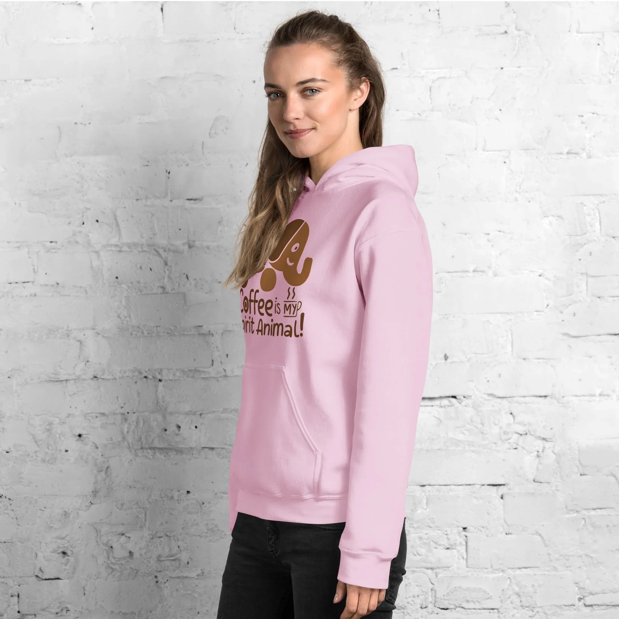 Unisex Hoodie | Coffee Is My Spirit Animal hoodie AwRans Clothing unisex-heavy-blend-hoodie-light-pink-left-front-681654aa92551