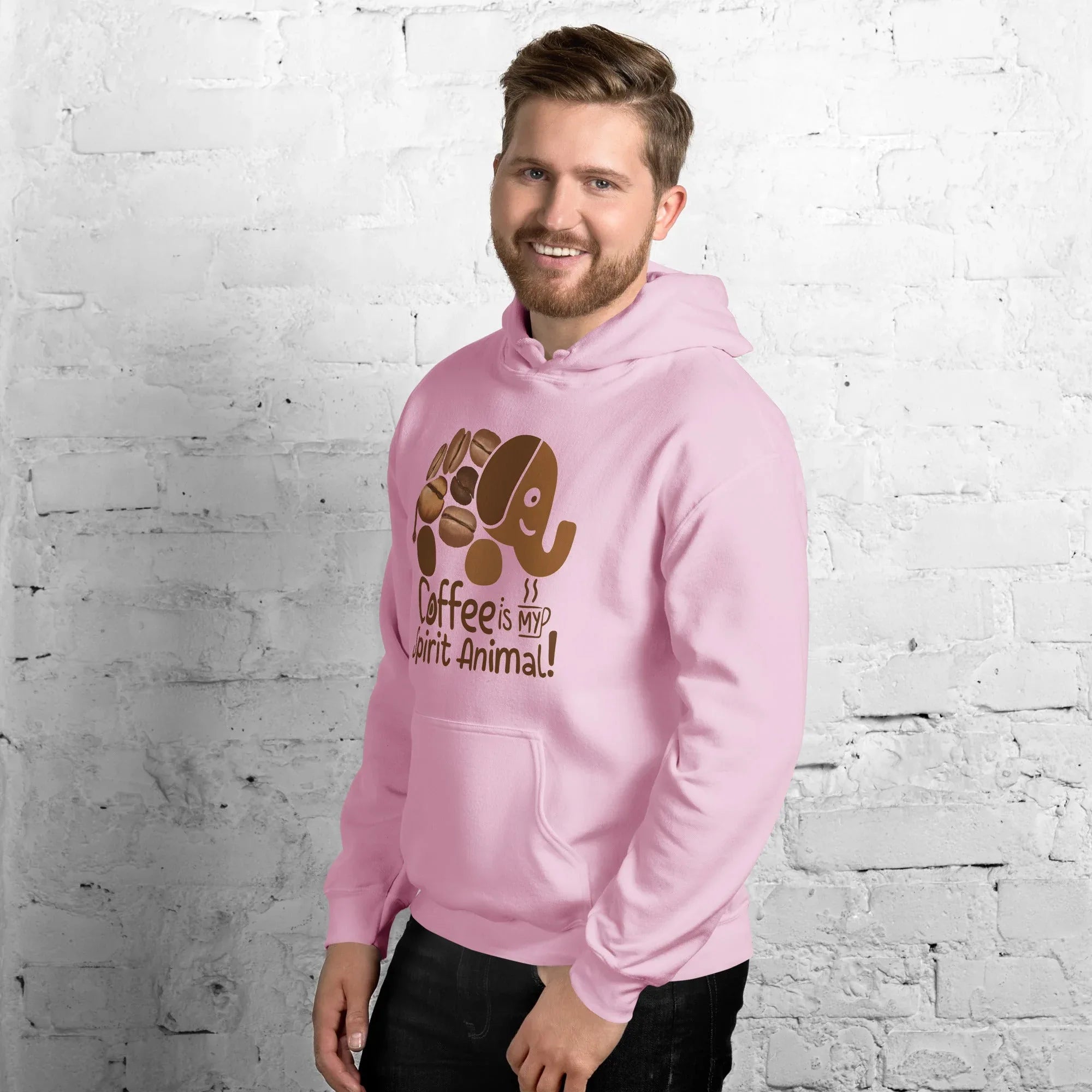 Unisex Hoodie | Coffee Is My Spirit Animal hoodie AwRans Clothing unisex-heavy-blend-hoodie-light-pink-left-front-681654aaba51e