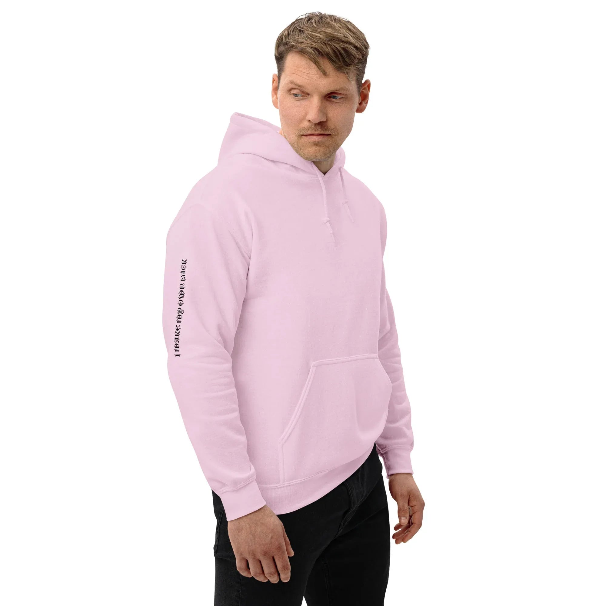 Men's | Your Luck Depends On Me Hoodie Light Pink hoodie AwRans Clothing unisex-heavy-blend-hoodie-light-pink-right-front-66403793911c1