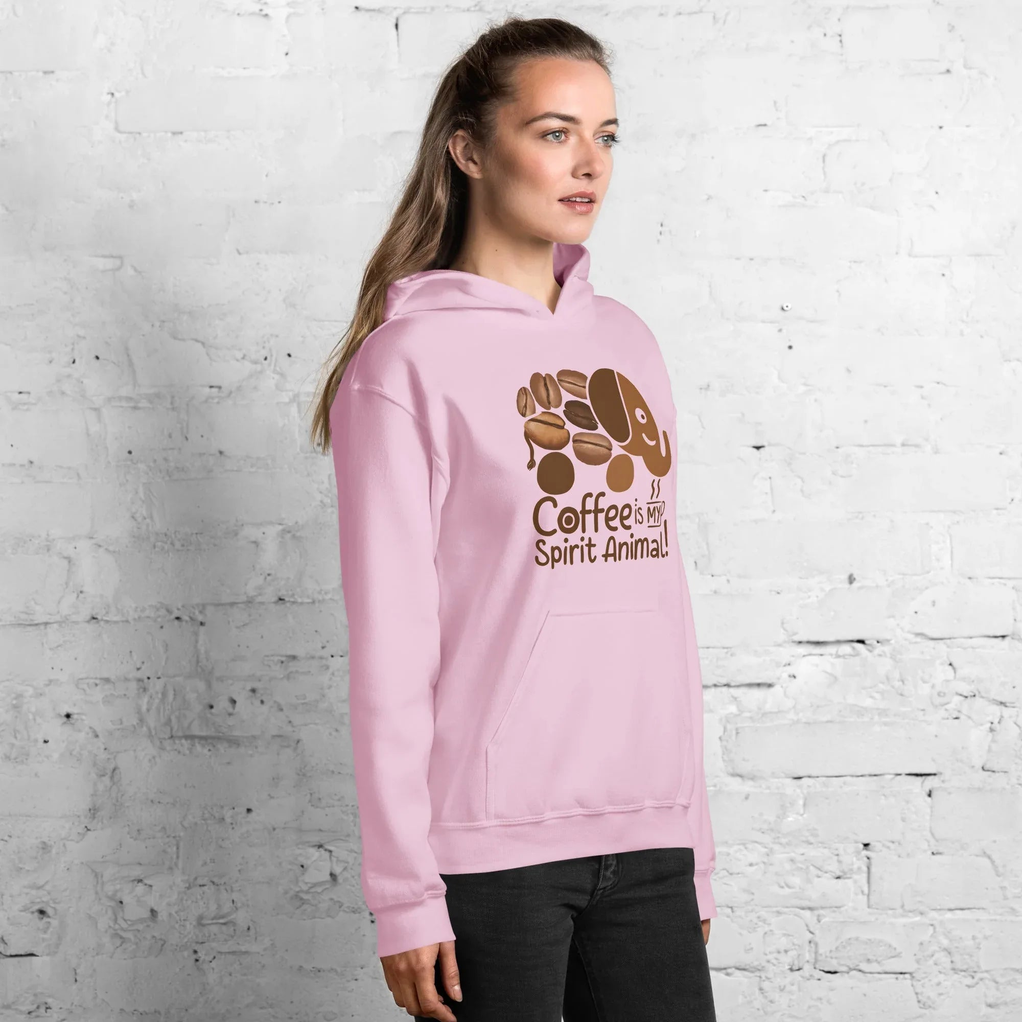 Unisex Hoodie | Coffee Is My Spirit Animal hoodie AwRans Clothing unisex-heavy-blend-hoodie-light-pink-right-front-681654aa8963b