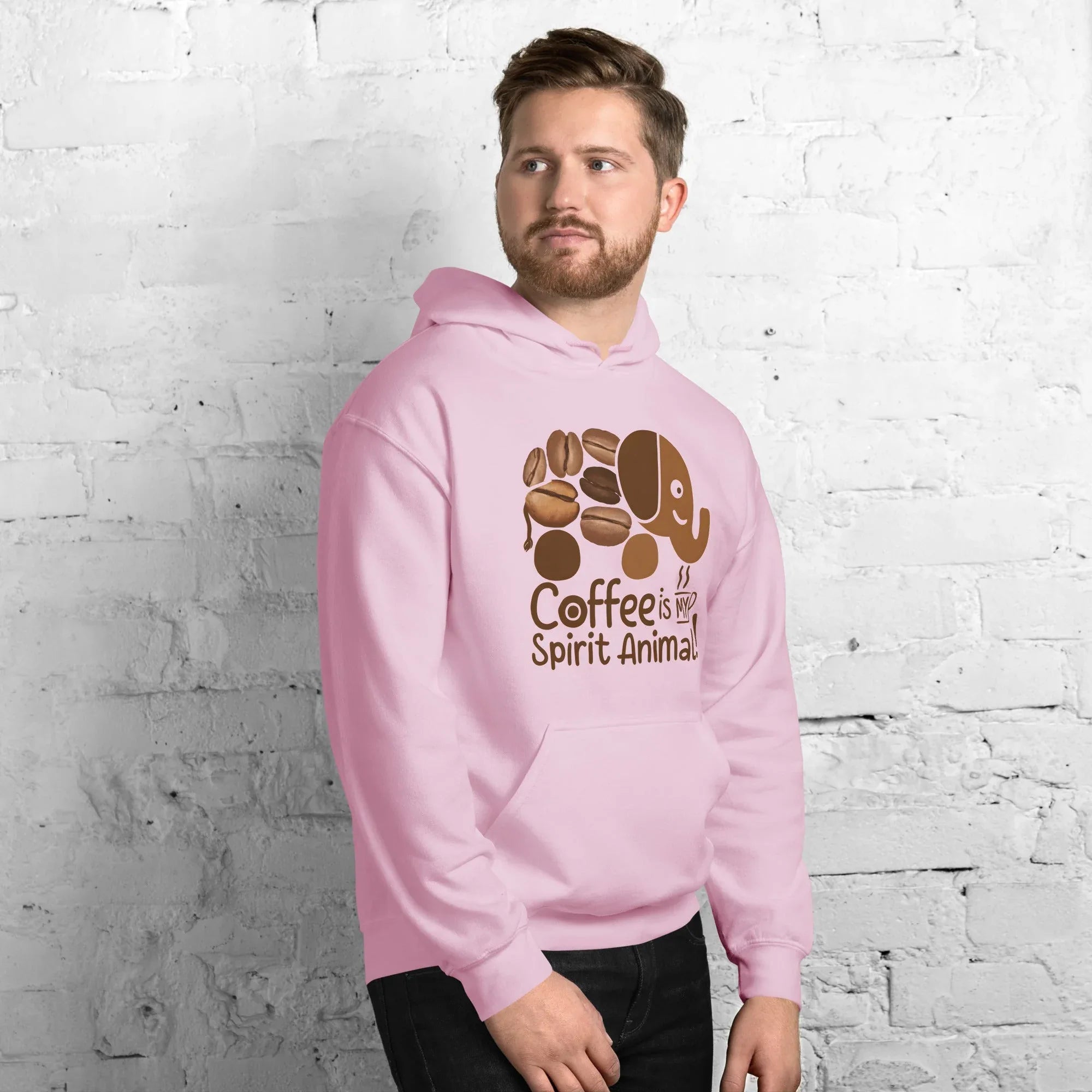 Unisex Hoodie | Coffee Is My Spirit Animal hoodie AwRans Clothing unisex-heavy-blend-hoodie-light-pink-right-front-681654aac2f59