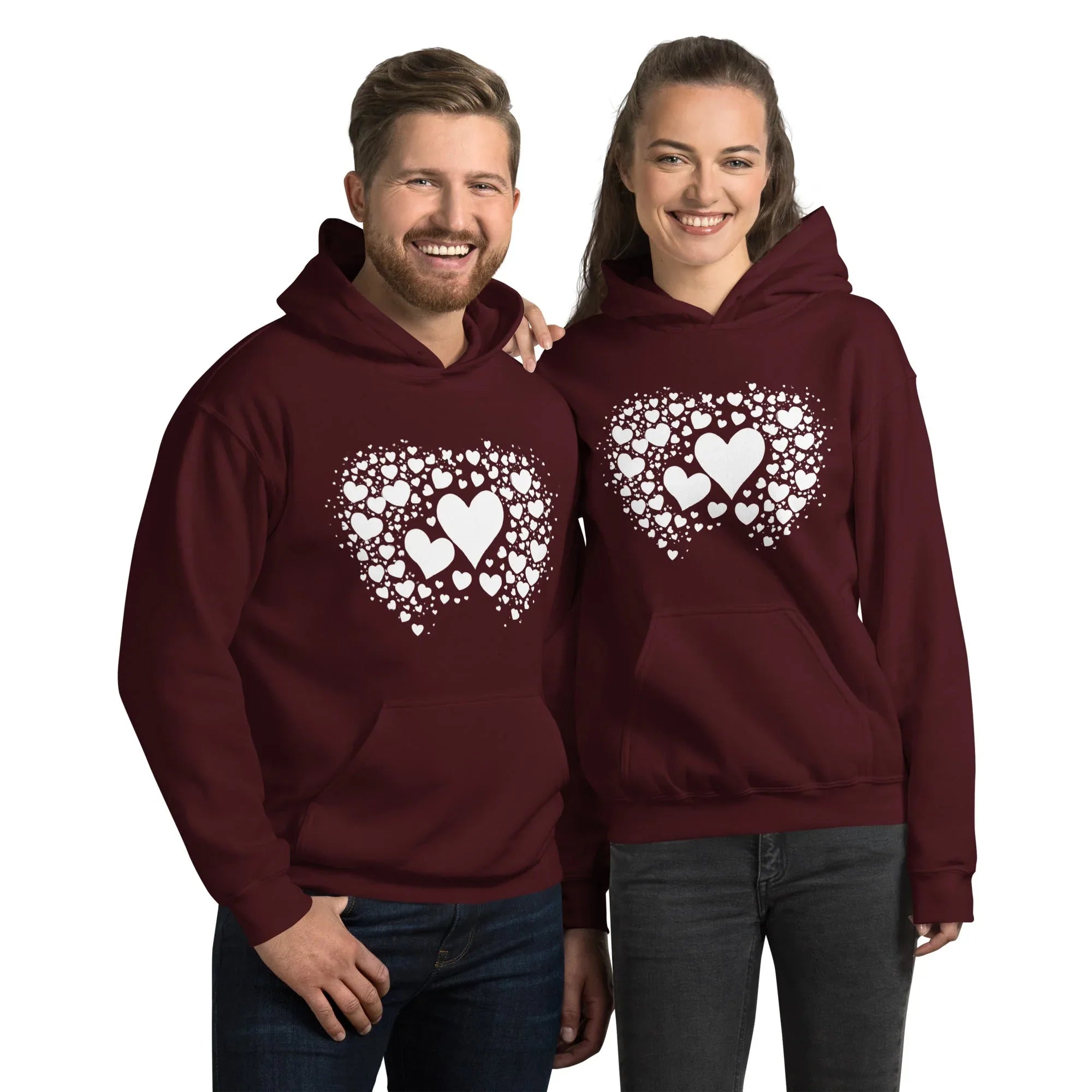 Unisex | Black Hearts Hoodie Maroon hoodie AwRans Clothing unisex-heavy-blend-hoodie-maroon-front-6620a1a83b35a
