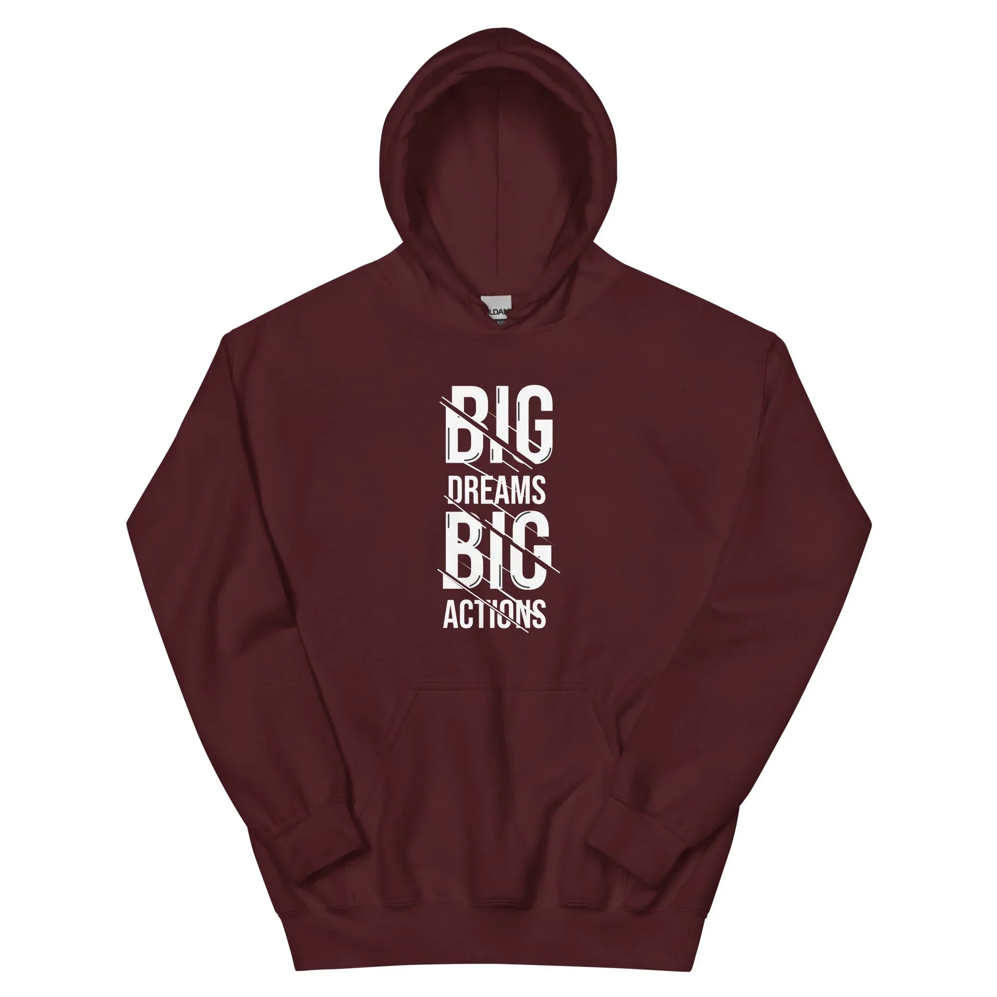 Unisex | Big Dreams Big Actions Hoodie Maroon hoodie AwRans Clothing unisex-heavy-blend-hoodie-maroon-front-664db663c25a8