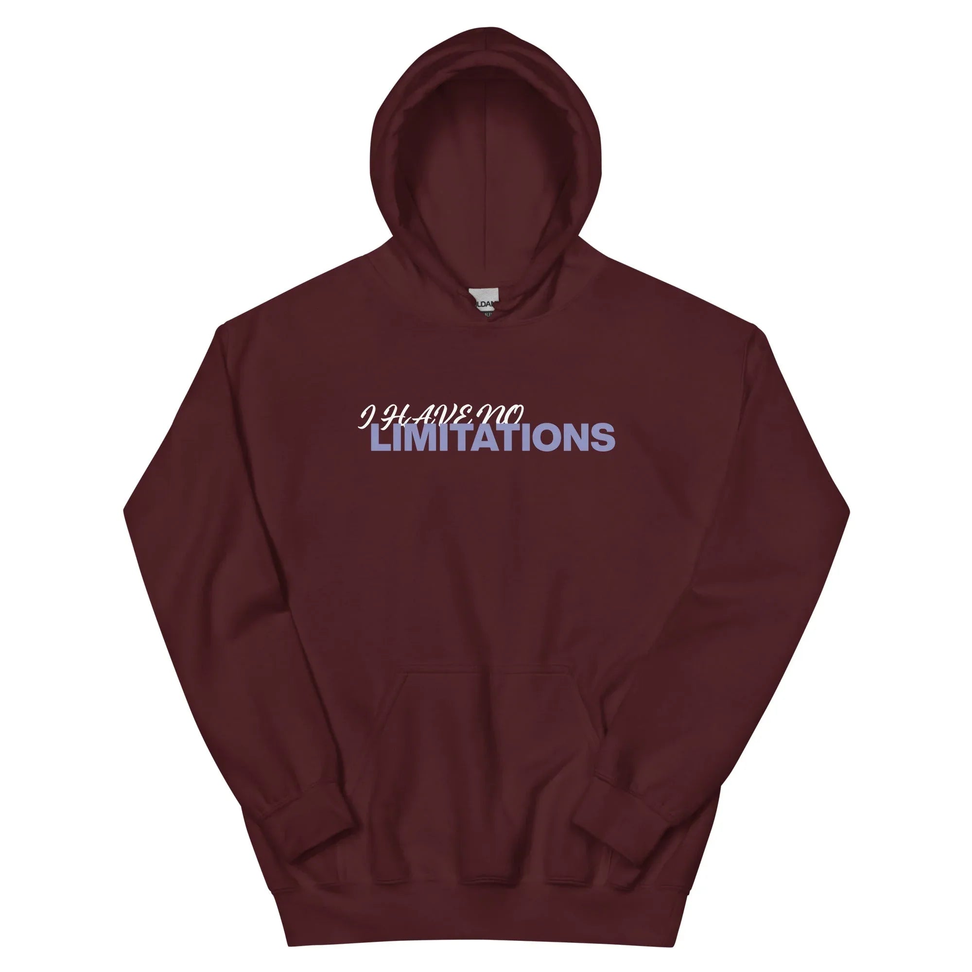 Unisex | I Have No Limitations Hoodie Maroon hoodie AwRans Clothing unisex-heavy-blend-hoodie-maroon-front-66505c56ef6be