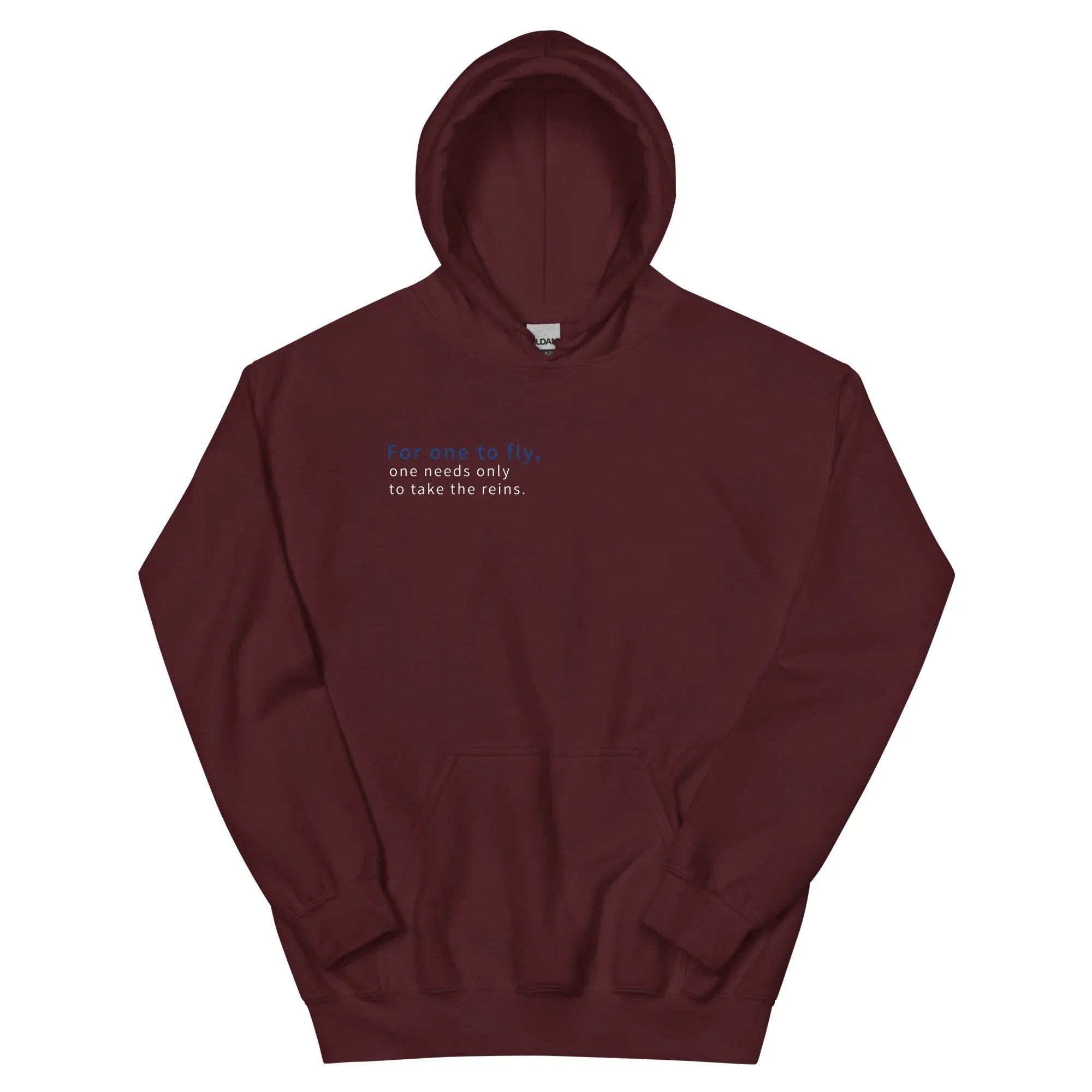 Unisex | For One To Fly One Needs Only To Take The Reins Hoodie Maroon hoodie AwRans Clothing unisex-heavy-blend-hoodie-maroon-front-66508873b246a