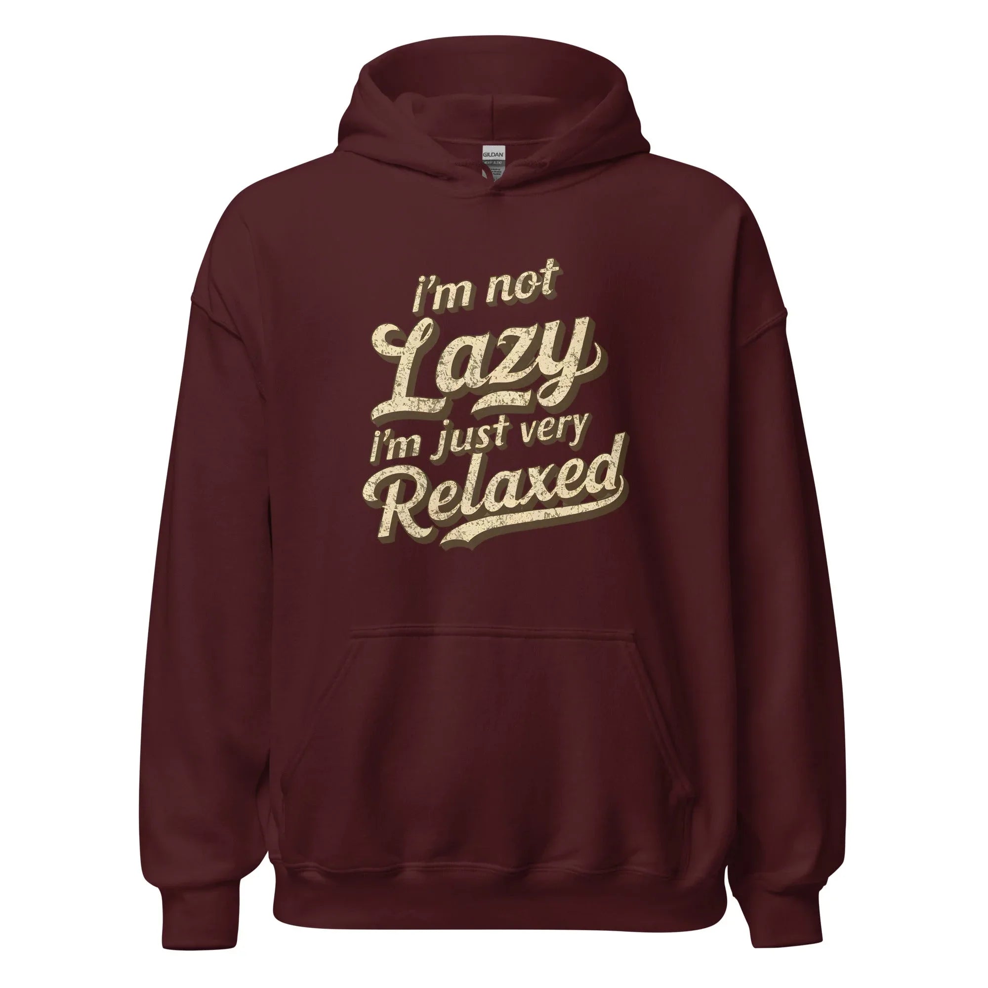 Unisex | I'm Not Lazy - I'm Just Relaxed Hoodie Maroon hoodie AwRans Clothing unisex-heavy-blend-hoodie-maroon-front-665d2f2bcad38