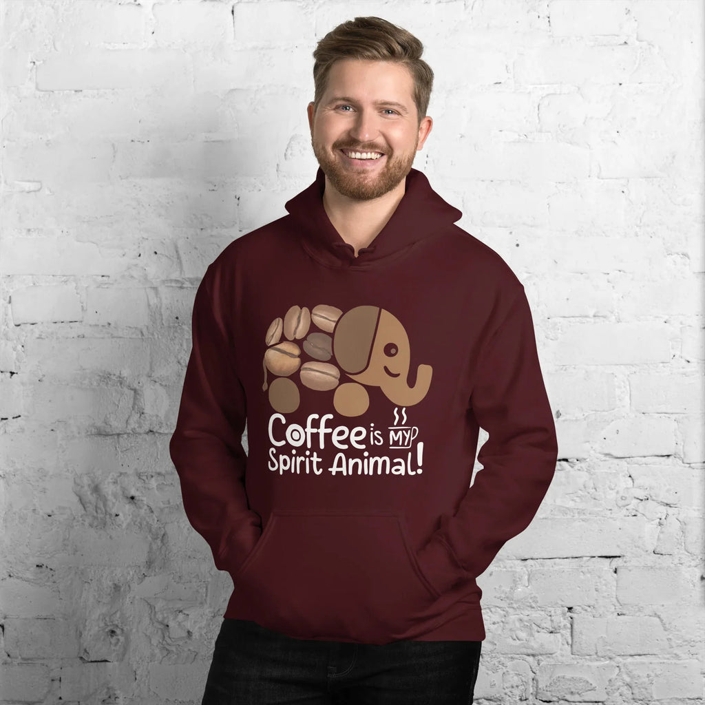 Unisex Hoodie | Coffee Is My Spirit Animal hoodie AwRans Clothing unisex-heavy-blend-hoodie-maroon-front-681635a53ecbb