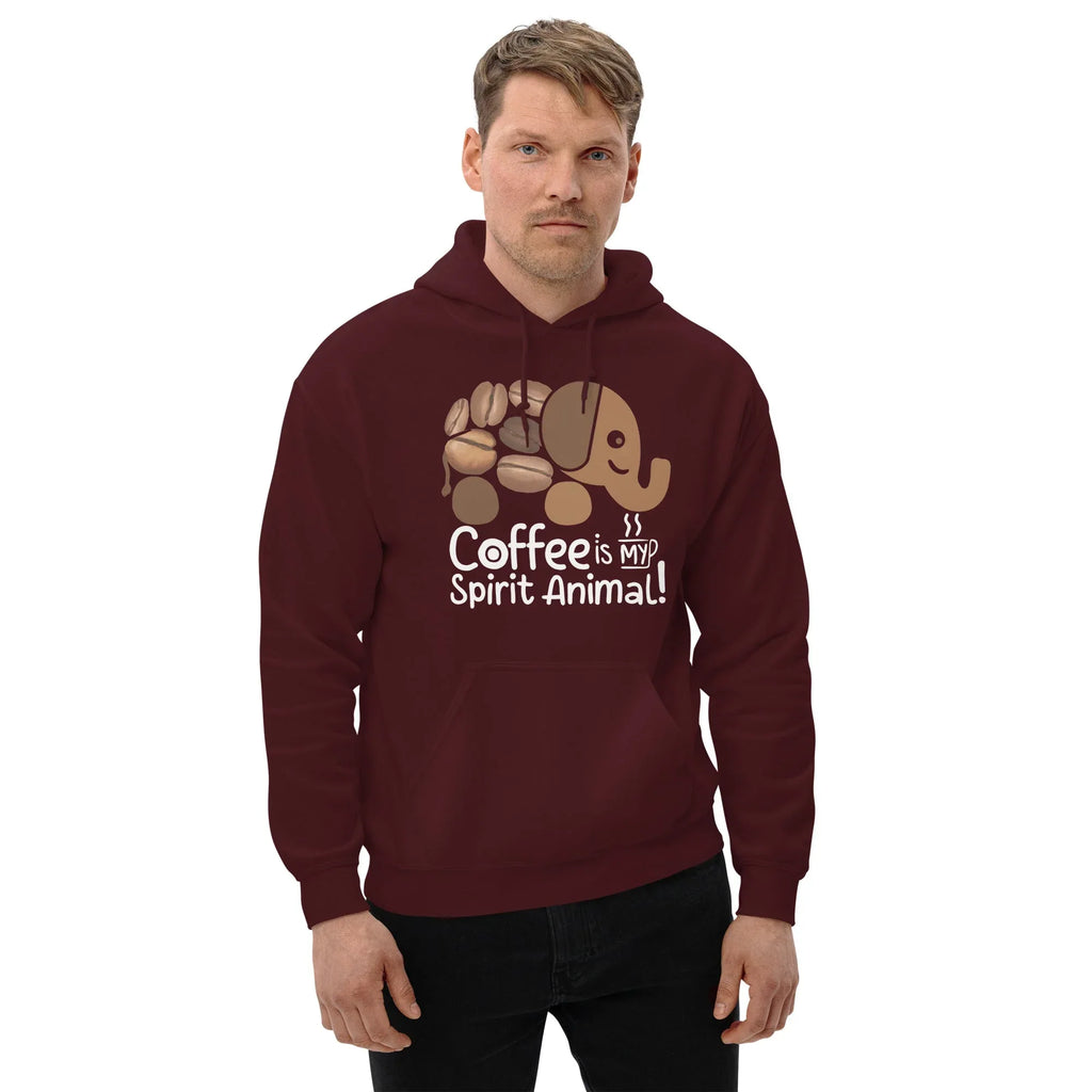 Unisex Hoodie | Coffee Is My Spirit Animal hoodie AwRans Clothing unisex-heavy-blend-hoodie-maroon-front-681635a5430a2