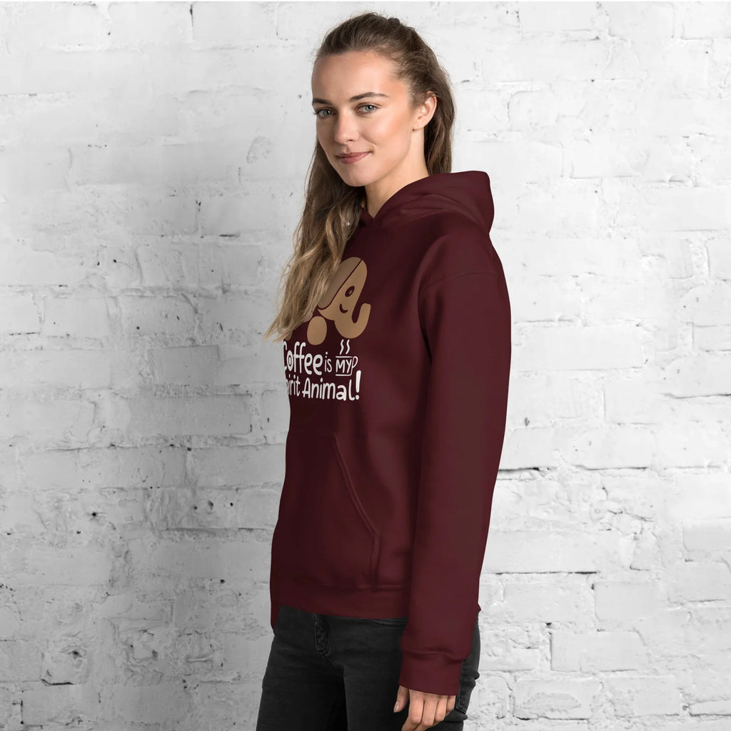 Unisex Hoodie | Coffee Is My Spirit Animal hoodie AwRans Clothing unisex-heavy-blend-hoodie-maroon-left-front-681635a53b18c