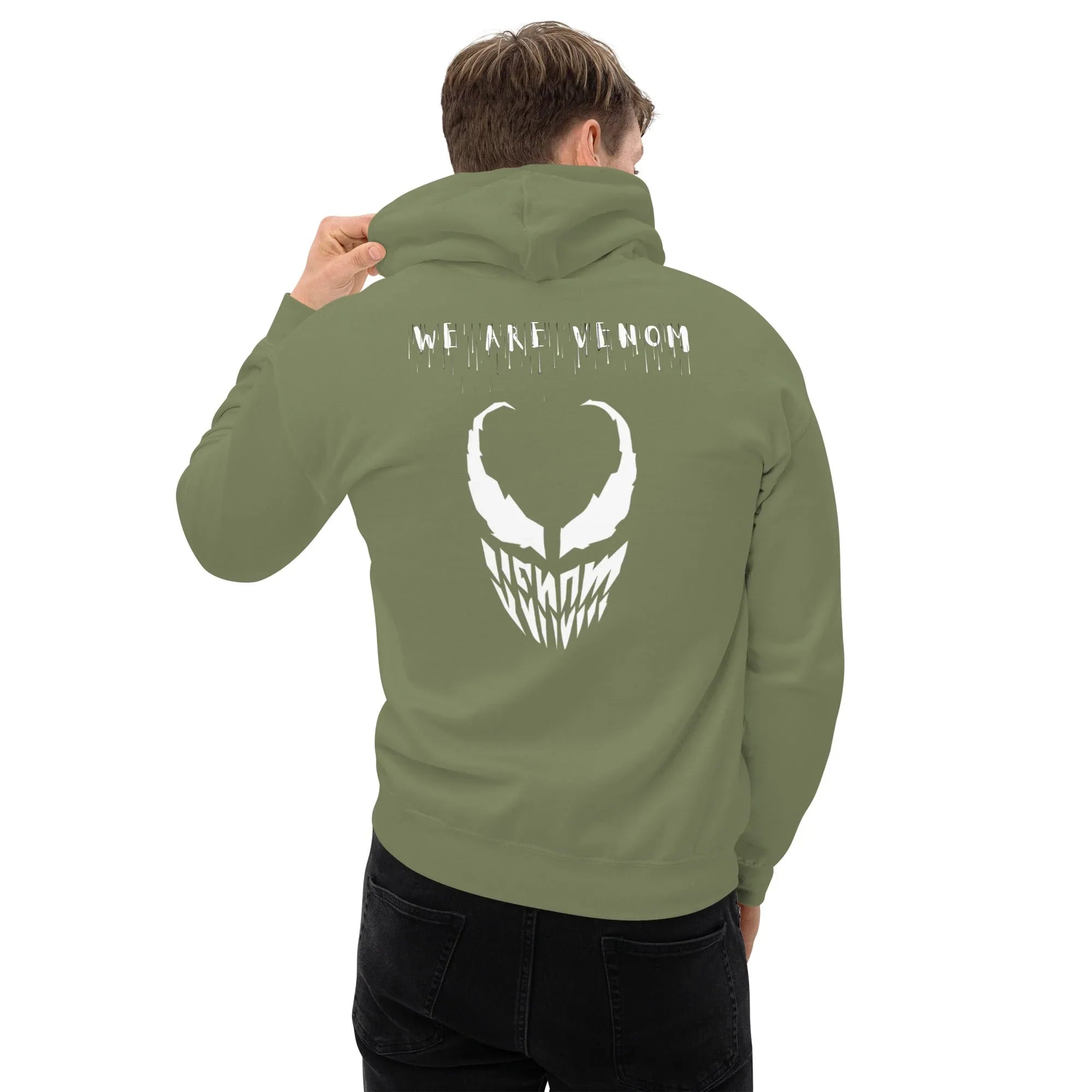 Men's | We Are Venom Hoodie Military Green hoodie AwRans Clothing unisex-heavy-blend-hoodie-military-green-back-663ffcf3a448a