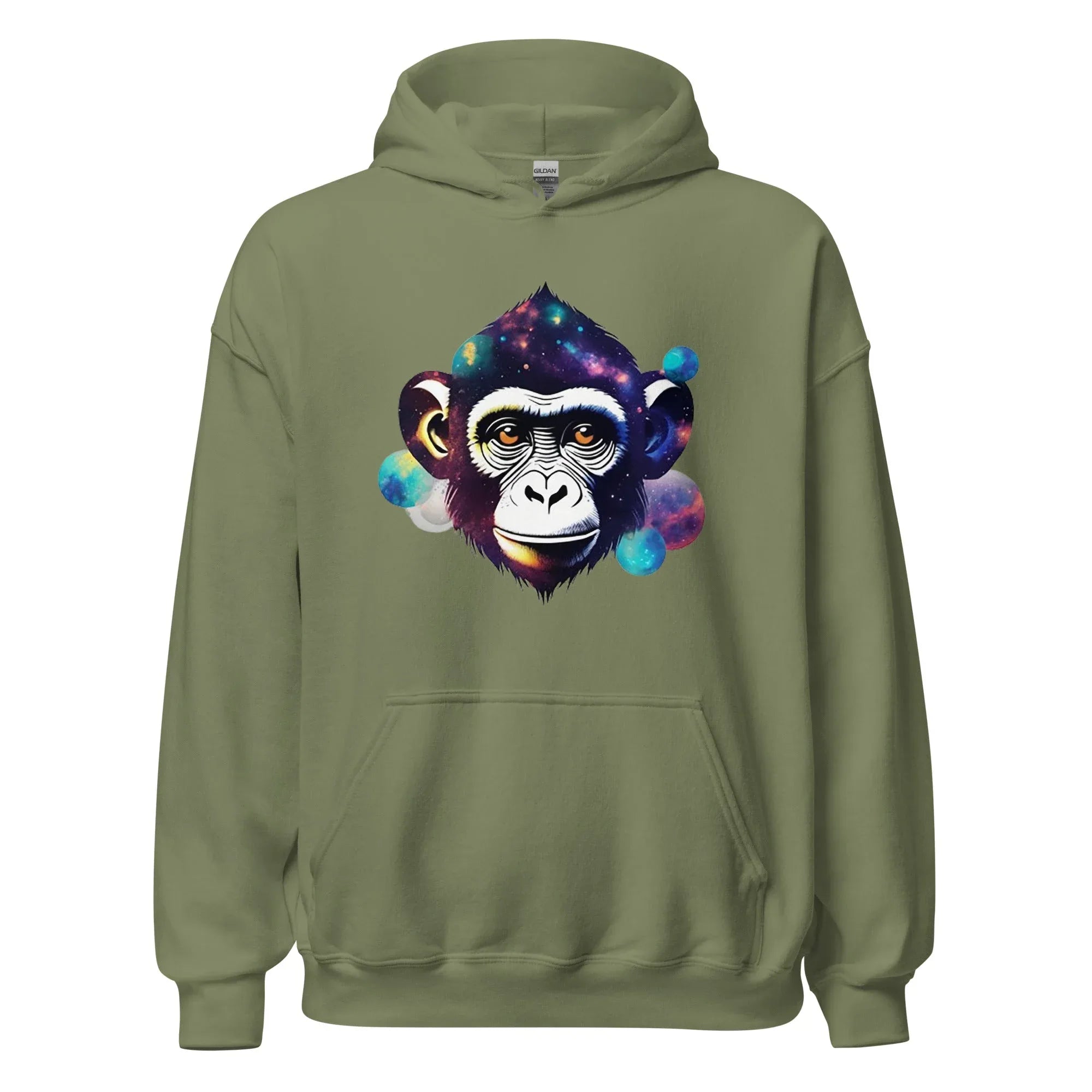 Unisex | Dreamy Monkey Hoodie Military Green Hoodie AwRans Clothing unisex-heavy-blend-hoodie-military-green-front-65f105c3cb00a