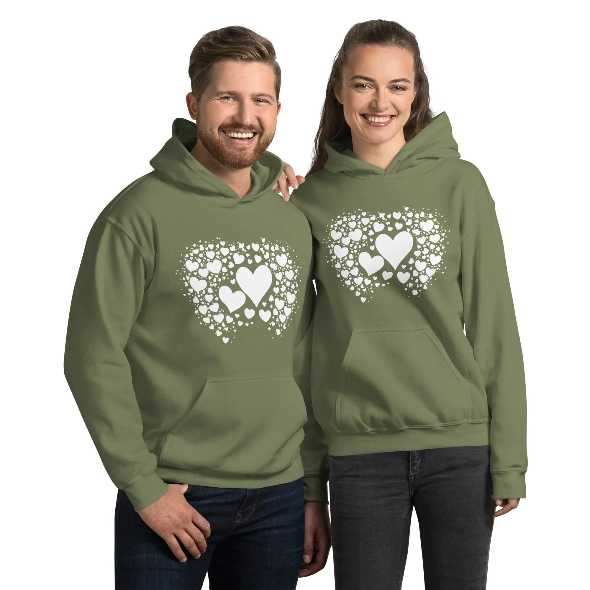 Unisex | Black Hearts Hoodie Military Green hoodie AwRans Clothing unisex-heavy-blend-hoodie-military-green-front-6620a1a84c37a