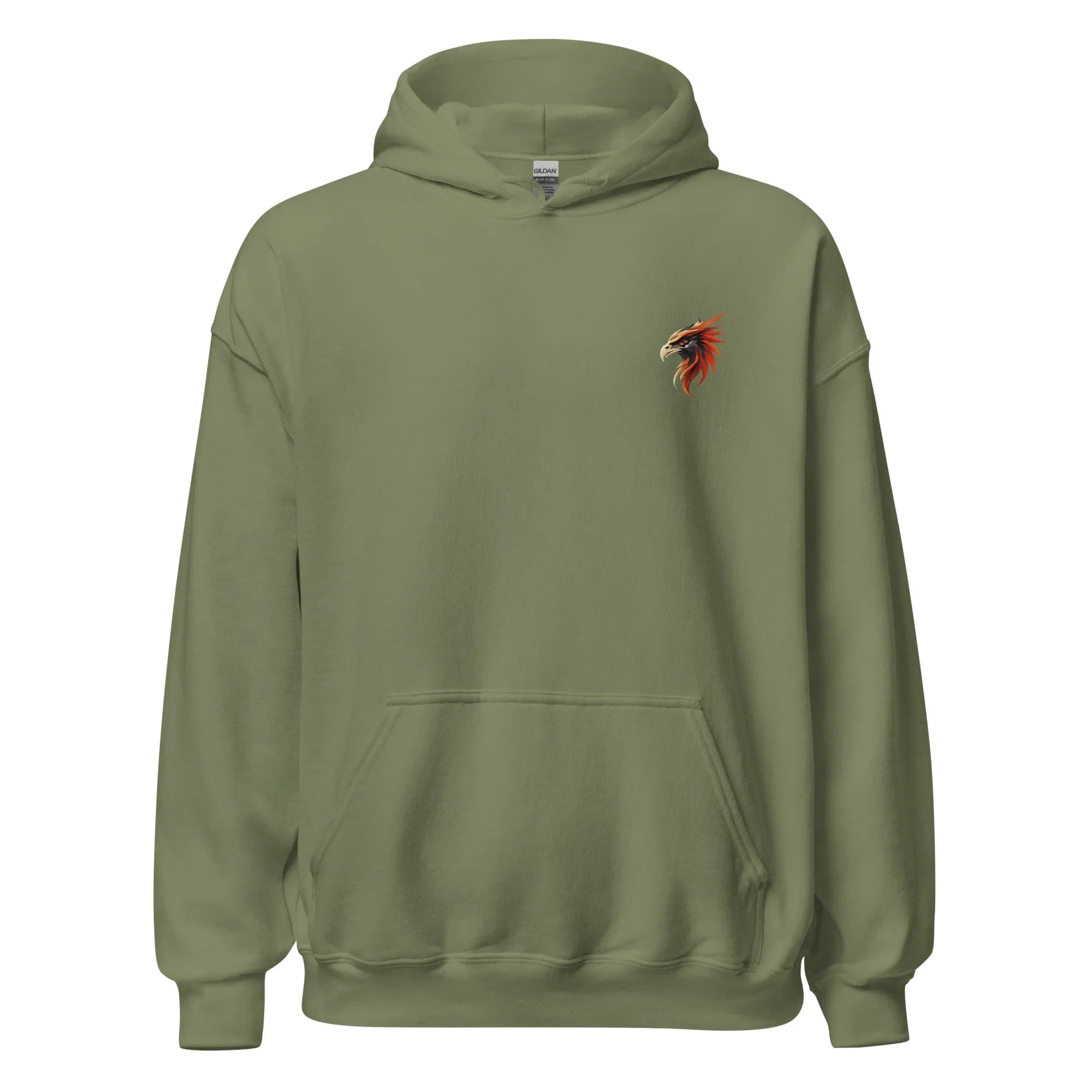 Unisex | Phoenix's Anger Hoodie Military Green hoodie AwRans Clothing unisex-heavy-blend-hoodie-military-green-front-6633831683334
