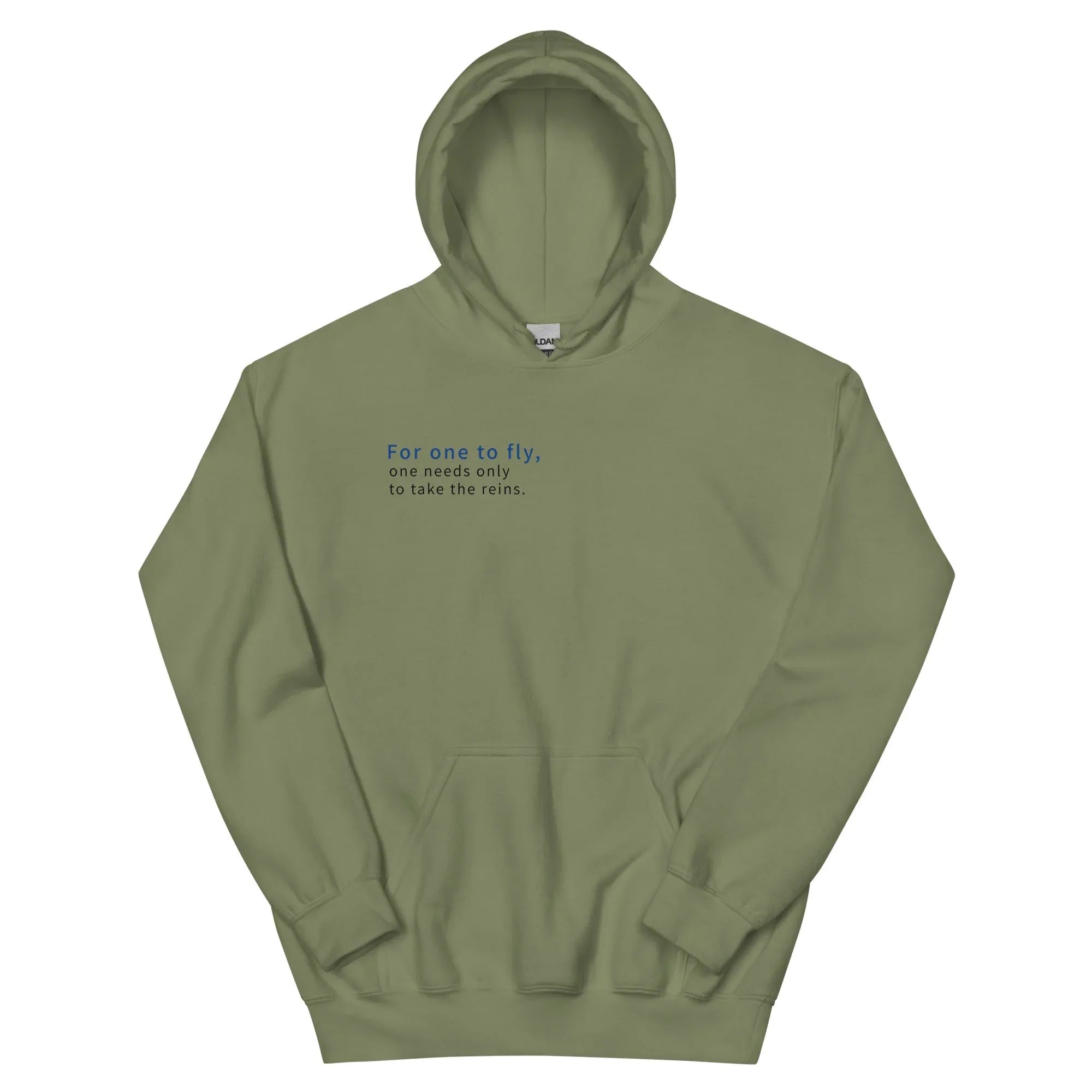Unisex | For One To Fly One Needs Only To Take The Reins Hoodie Military Green hoodie AwRans Clothing unisex-heavy-blend-hoodie-military-green-front-663ffdef99fb6