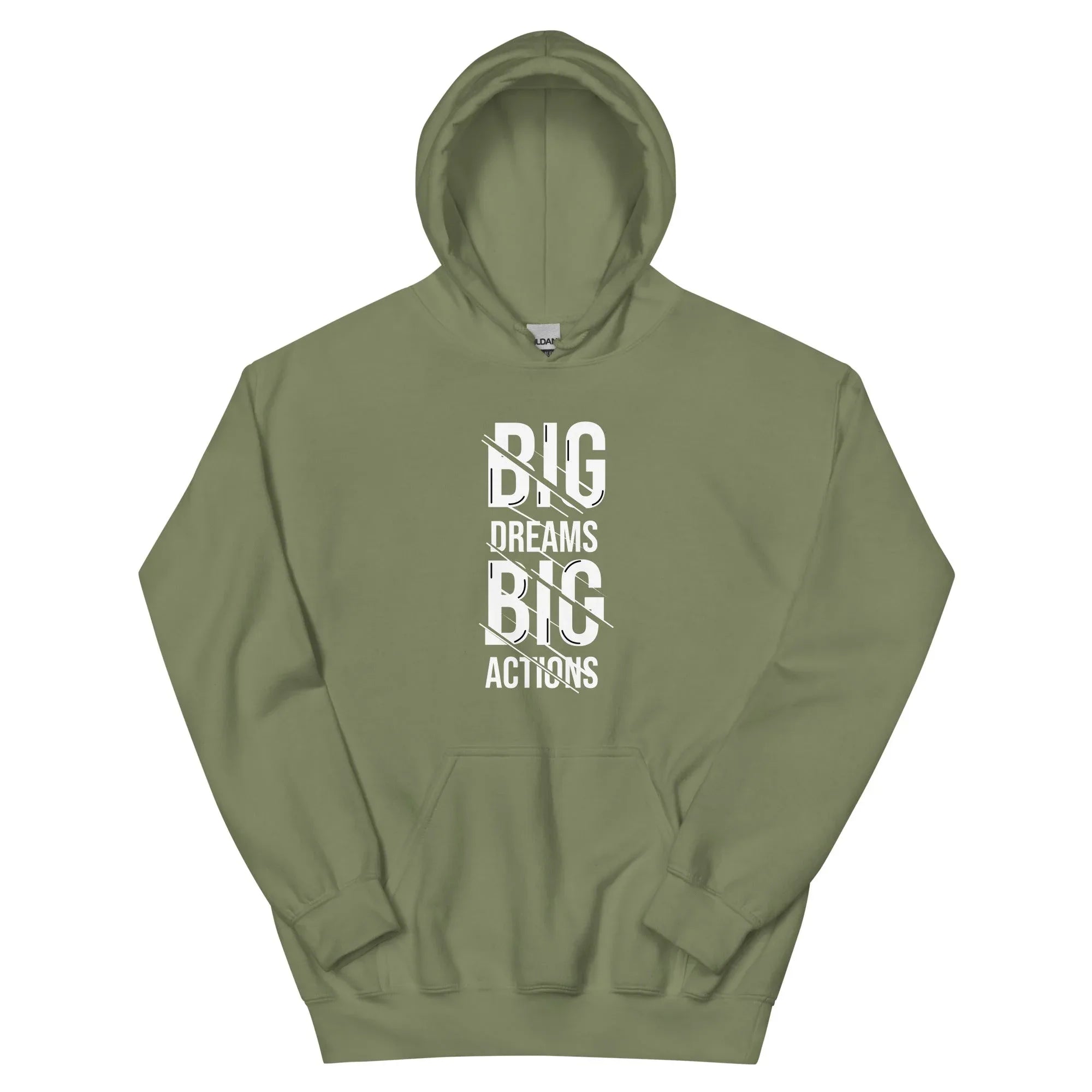 Unisex | Big Dreams Big Actions Hoodie Military Green hoodie AwRans Clothing unisex-heavy-blend-hoodie-military-green-front-664db663dad9b