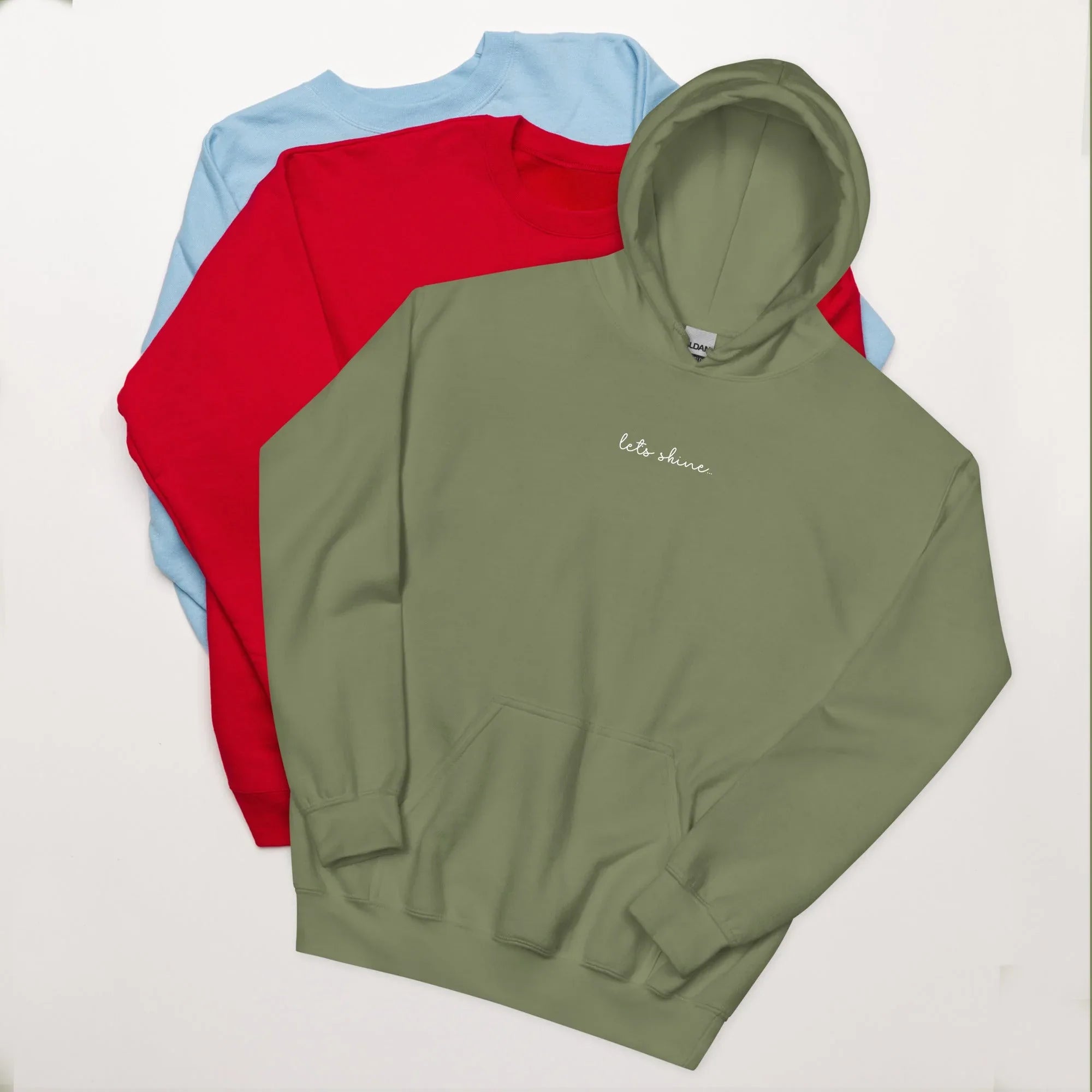Unisex | Let's Shine Hoodie Military Green hoodie AwRans Clothing unisex-heavy-blend-hoodie-military-green-front-66504b365e8e5