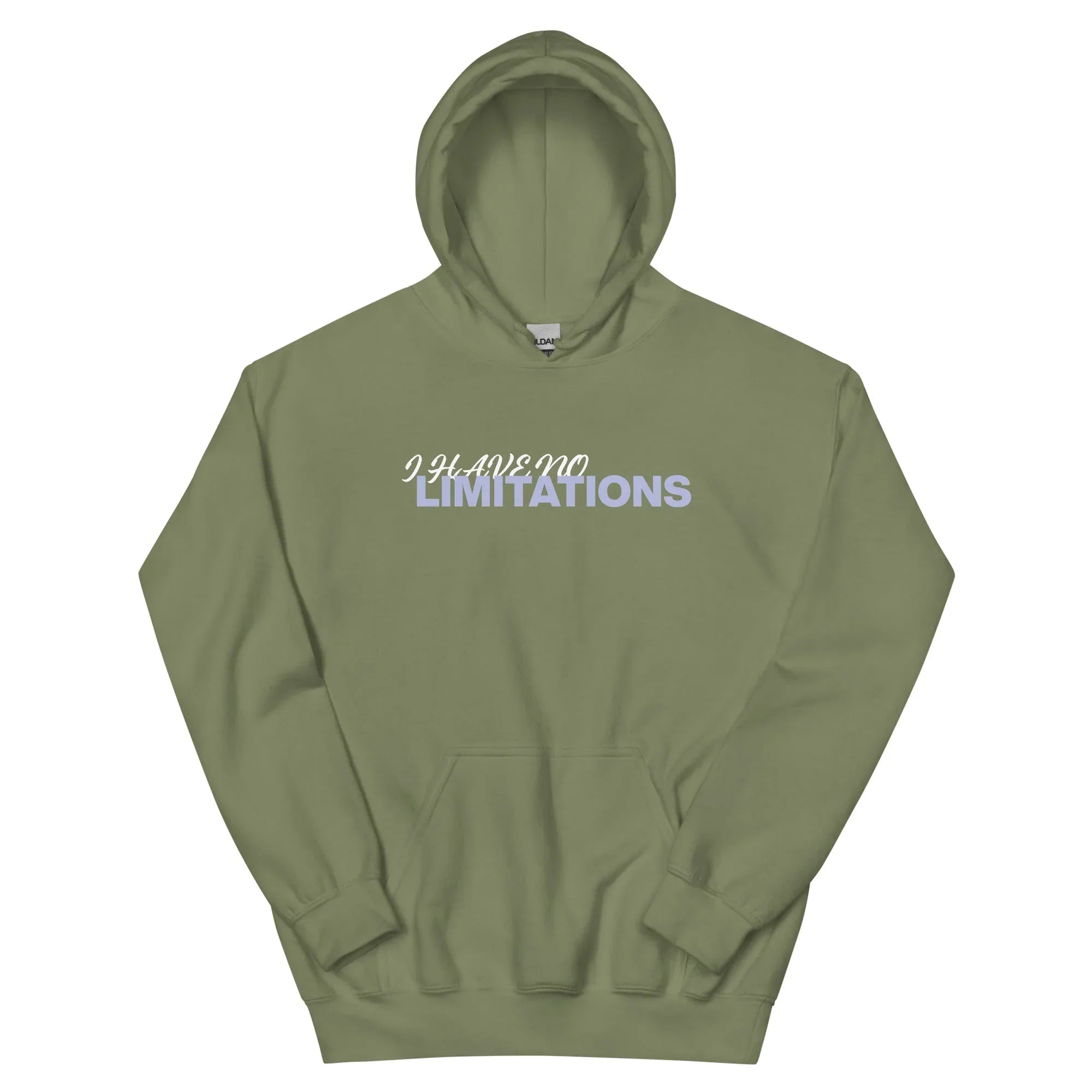 Unisex | I Have No Limitations Hoodie Military Green hoodie AwRans Clothing unisex-heavy-blend-hoodie-military-green-front-66505f25c1cef