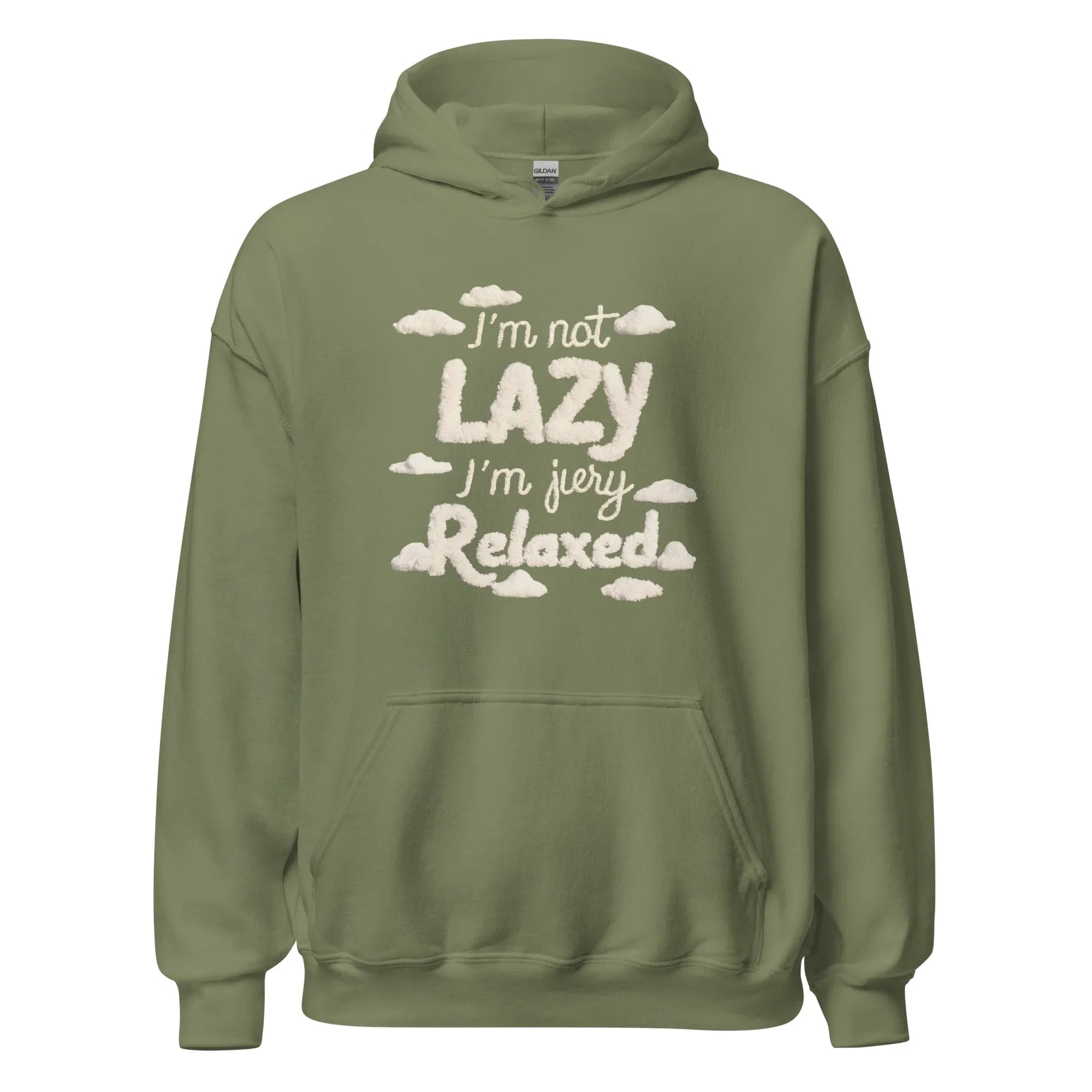 Unisex | I'm Not Lazy I'm Just Relaxed Hoodie Military Green hoodie AwRans Clothing unisex-heavy-blend-hoodie-military-green-front-665ca18491ae0
