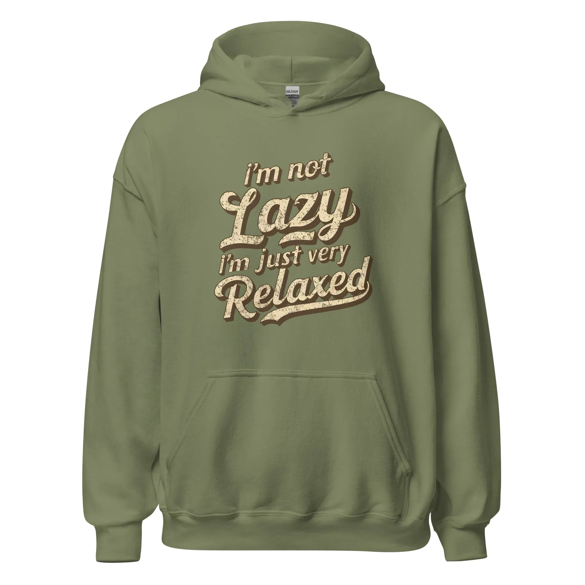 Unisex | I'm Not Lazy - I'm Just Relaxed Hoodie Military Green hoodie AwRans Clothing unisex-heavy-blend-hoodie-military-green-front-665d2f2be073a