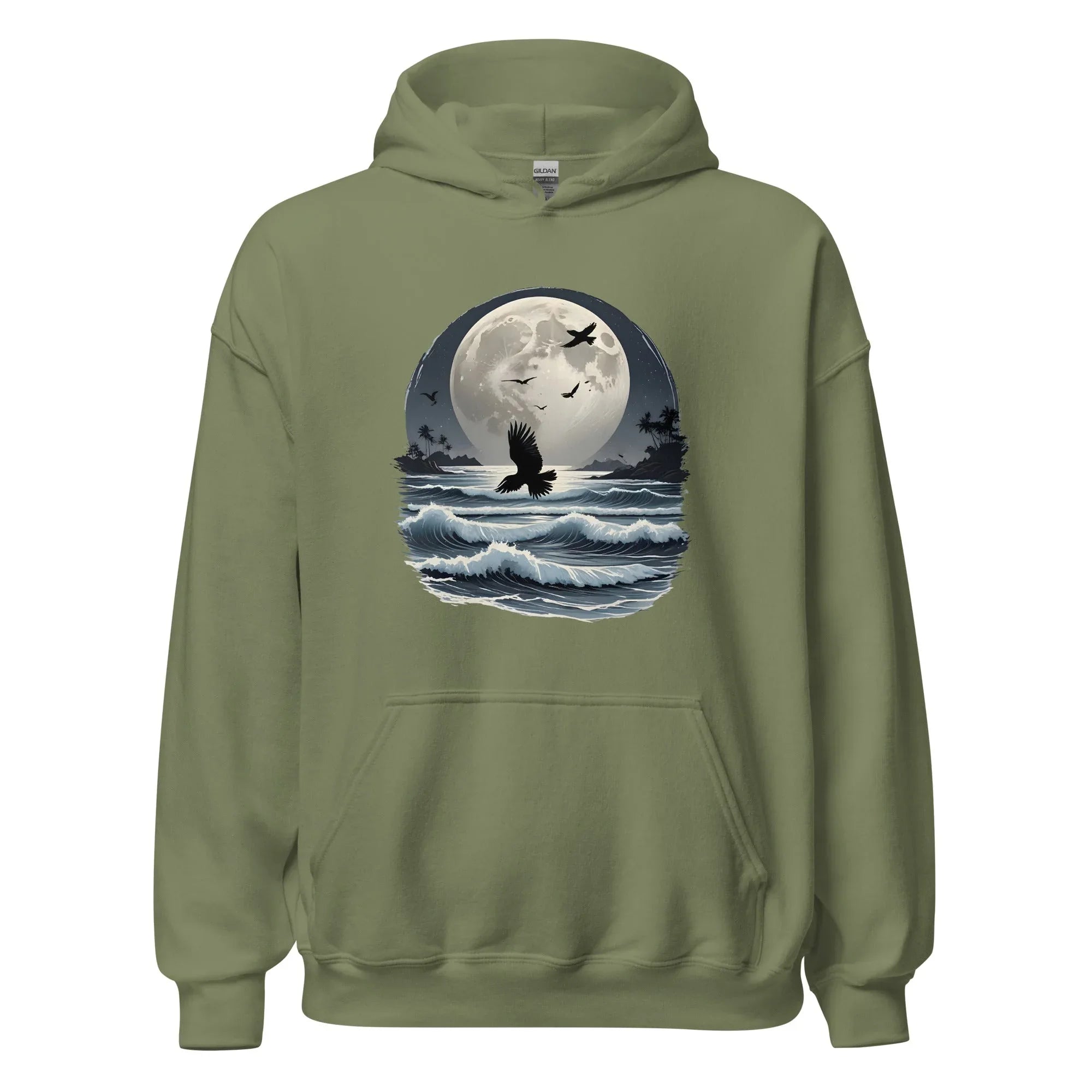 Unisex | Moonlight, Crow, Beach - Hoodie - AwRans Clothing