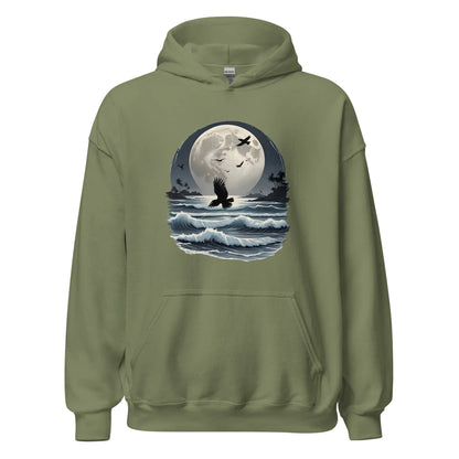 Unisex | Moonlight, Crow, Beach - Hoodie - AwRans Clothing
