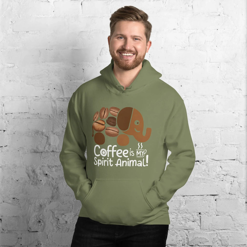 Unisex Hoodie | Coffee Is My Spirit Animal hoodie AwRans Clothing unisex-heavy-blend-hoodie-military-green-front-681635a6552e5
