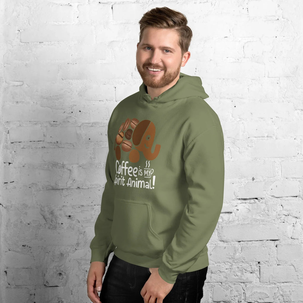 Unisex Hoodie | Coffee Is My Spirit Animal hoodie AwRans Clothing unisex-heavy-blend-hoodie-military-green-left-front-681635a6332a0