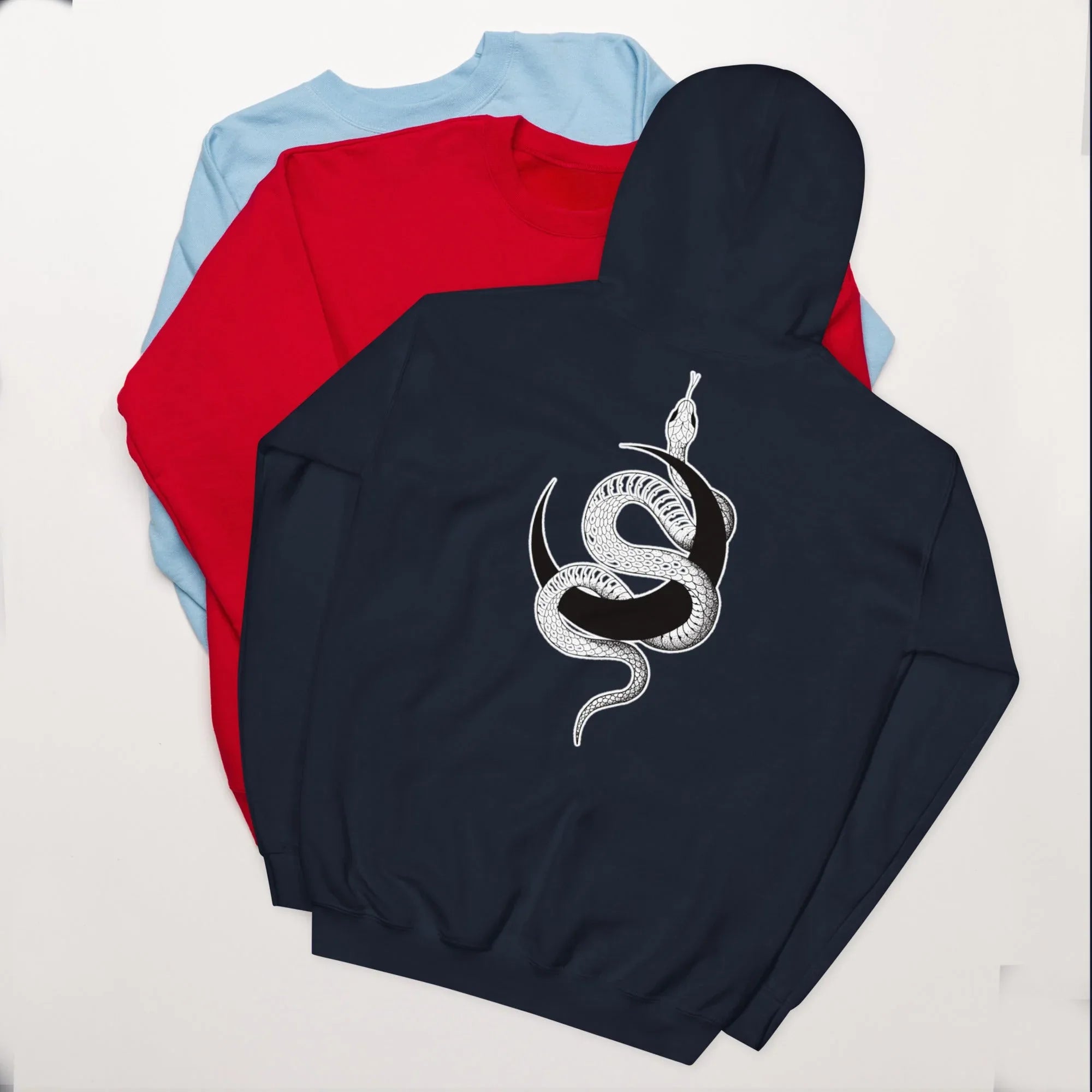 Unisex | Moon Snake Hoodie Navy hoodie AwRans Clothing unisex-heavy-blend-hoodie-navy-back-66403b39b7140