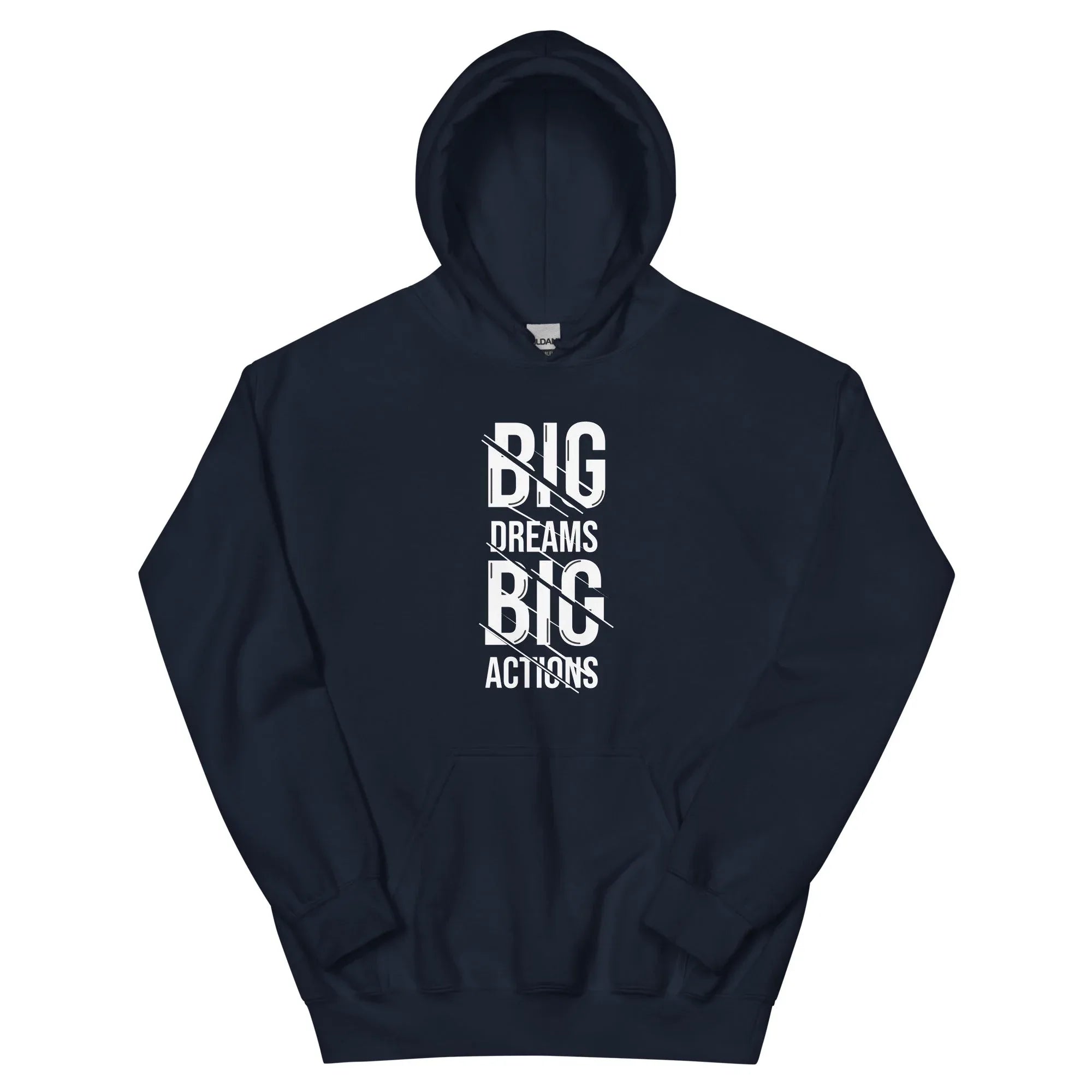 Unisex | Big Dreams Big Actions Hoodie Navy hoodie AwRans Clothing unisex-heavy-blend-hoodie-navy-front-664db663c0df4