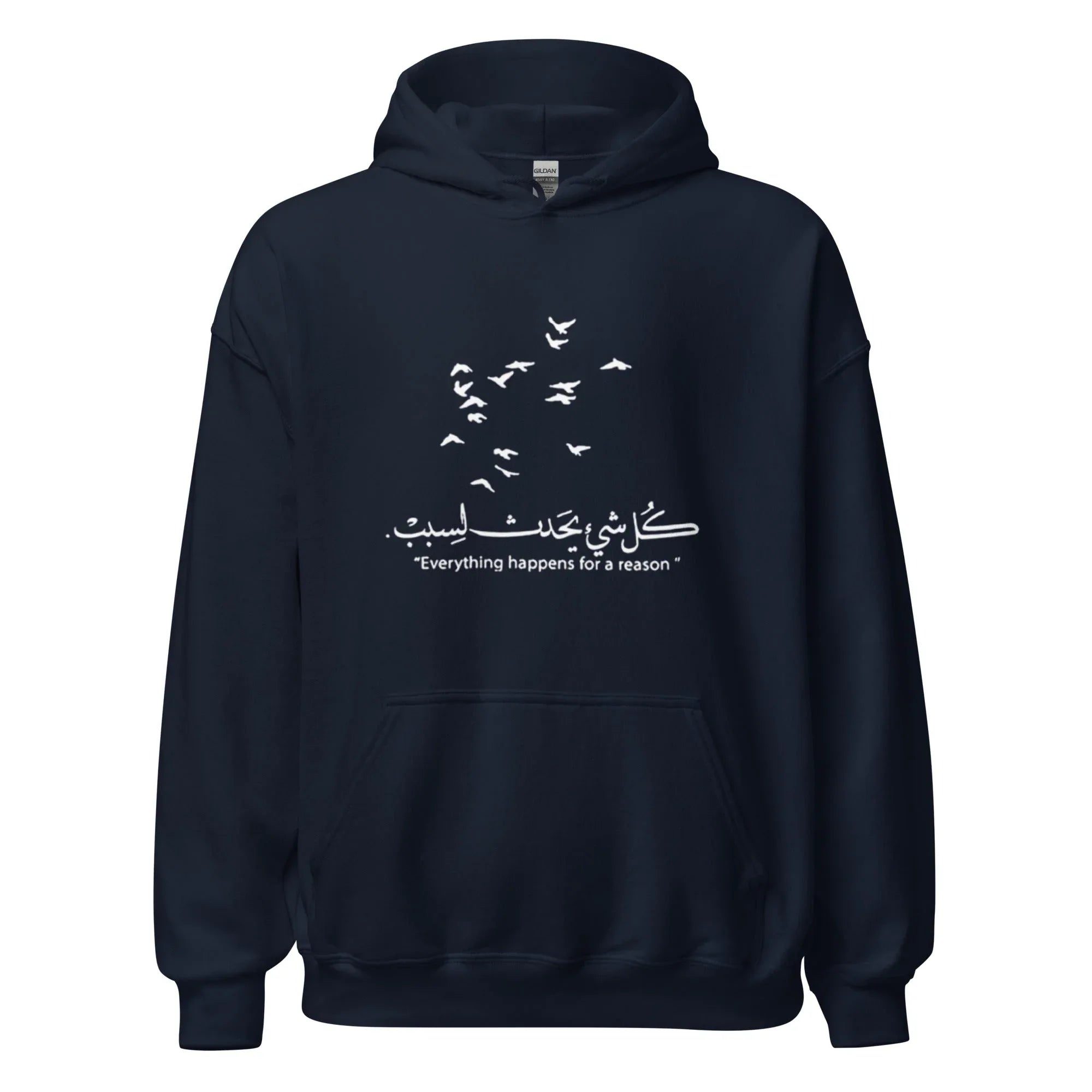 ARABIC Unisex | Everything Happens For A Reason Hoodie Navy hoodie AwRans Clothing unisex-heavy-blend-hoodie-navy-front-664f64573aa2e