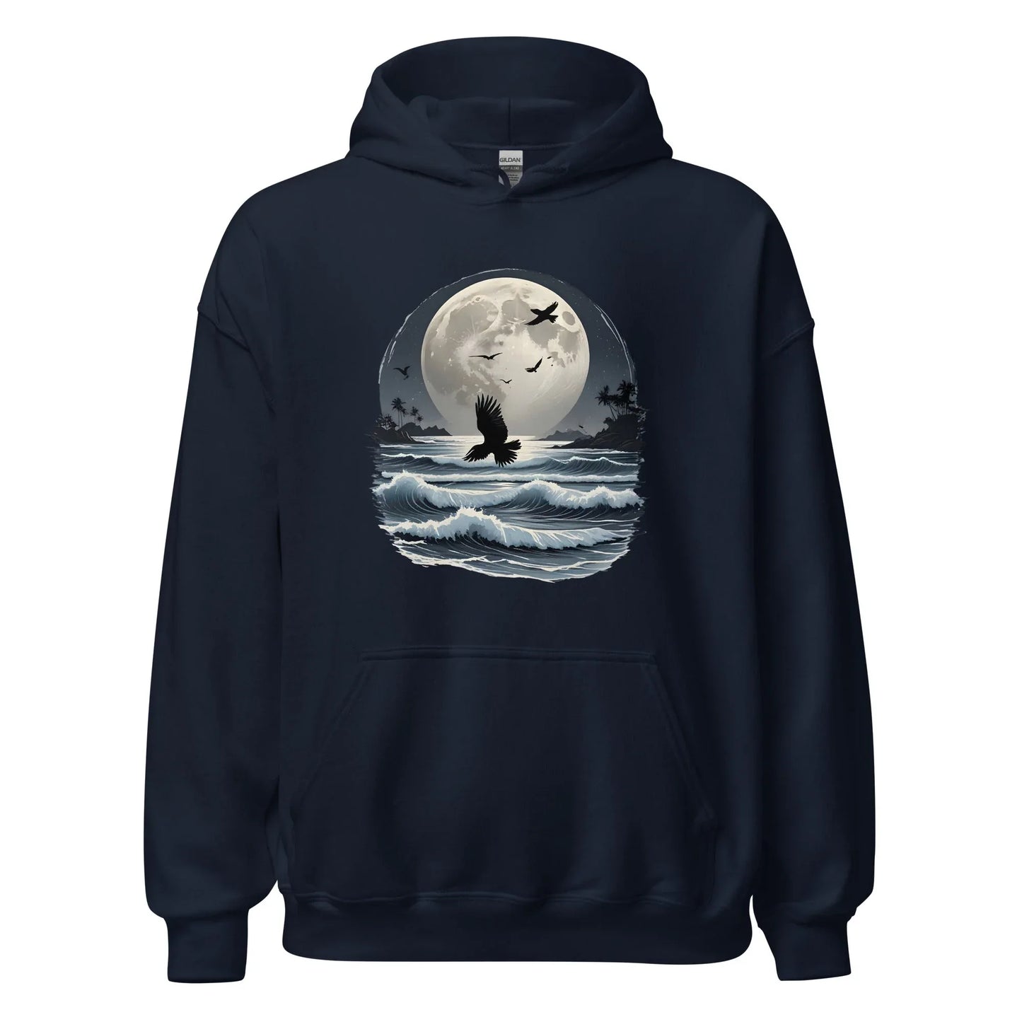 Unisex | Moonlight, Crow, Beach - Hoodie - AwRans Clothing
