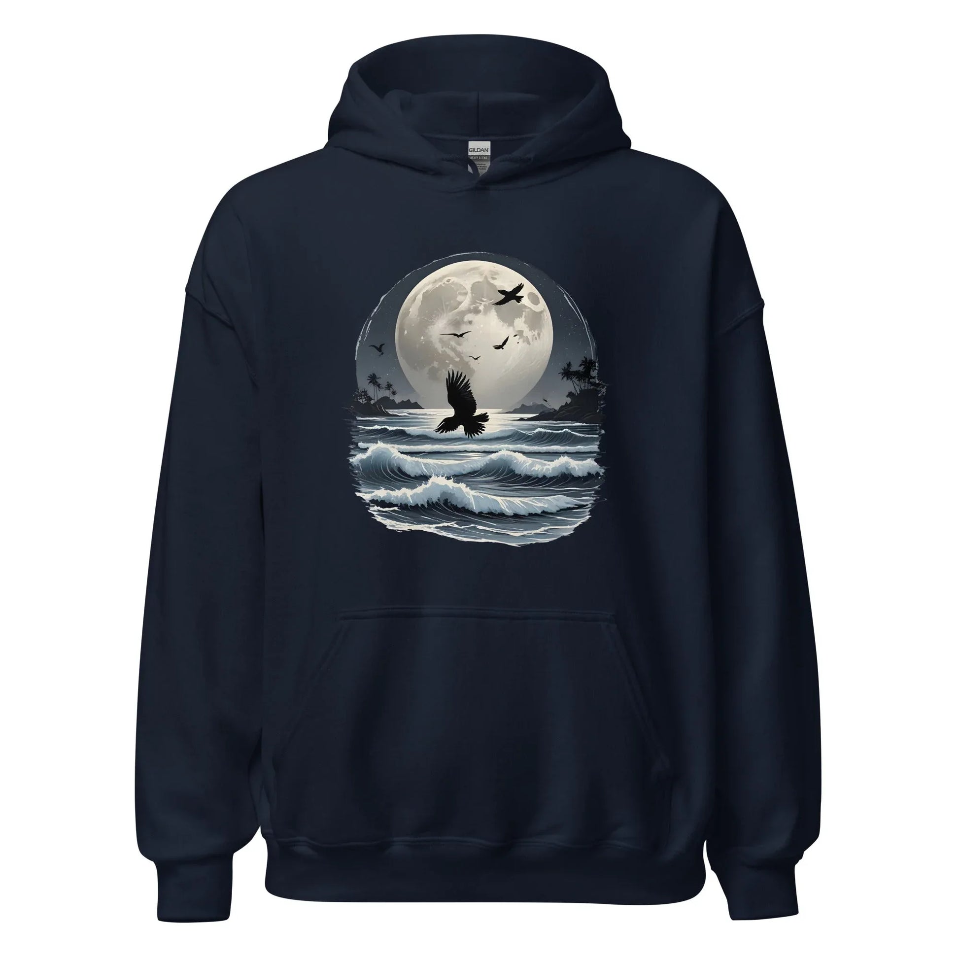 Unisex | Moonlight, Crow, Beach - Hoodie - AwRans Clothing