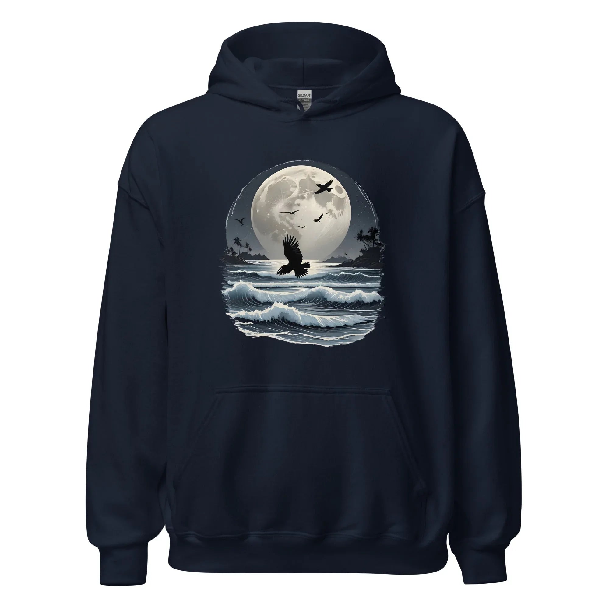 Unisex | Moonlight, Crow, Beach - Hoodie - AwRans Clothing