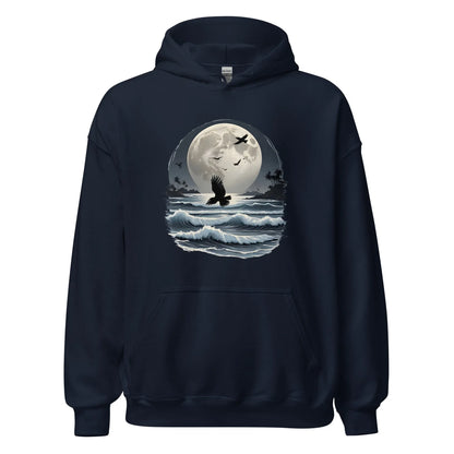 Unisex | Moonlight, Crow, Beach - Hoodie - AwRans Clothing
