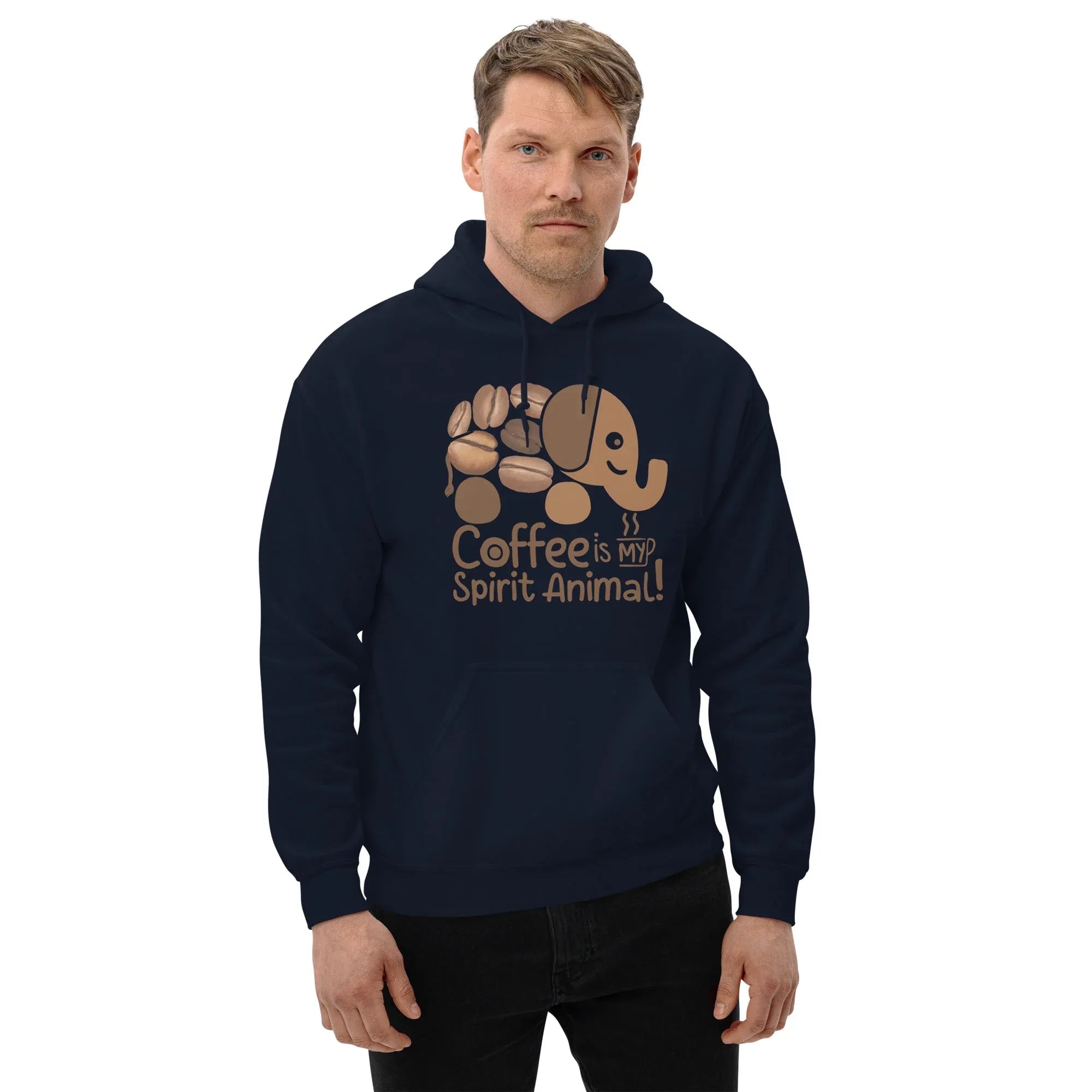 Unisex Hoodie | Coffee Is My Spirit Animal hoodie AwRans Clothing unisex-heavy-blend-hoodie-navy-front-681654aa314f2