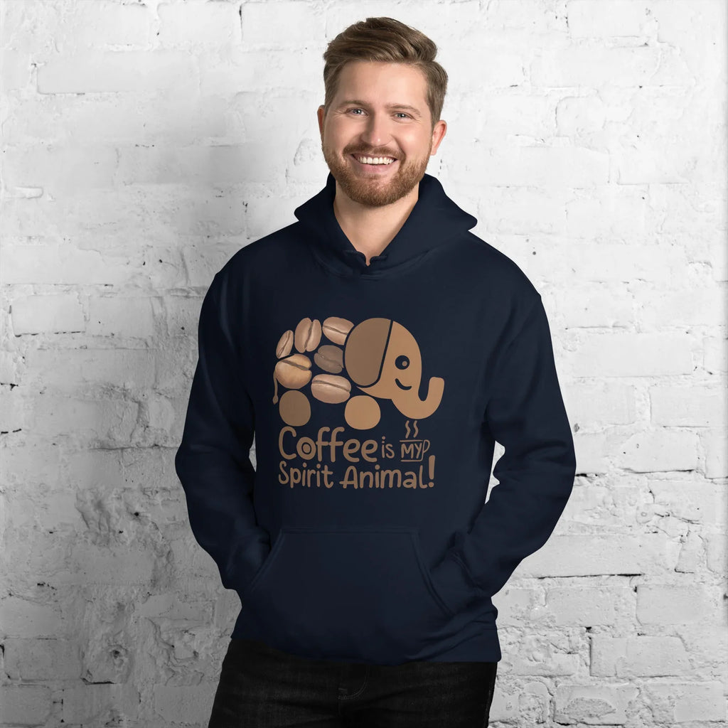 Unisex Hoodie | Coffee Is My Spirit Animal hoodie AwRans Clothing unisex-heavy-blend-hoodie-navy-front-681654aa38485