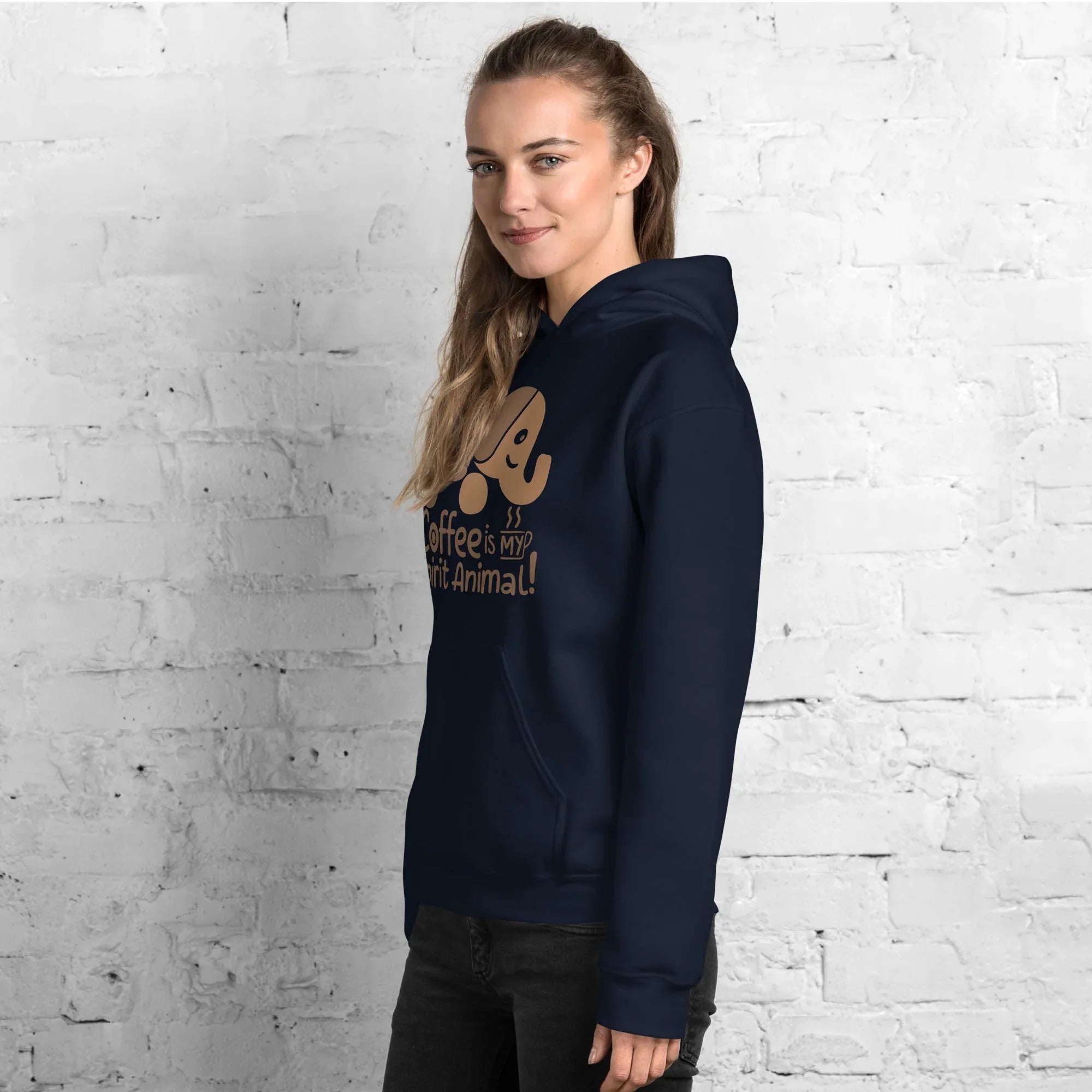 Unisex Hoodie | Coffee Is My Spirit Animal hoodie AwRans Clothing unisex-heavy-blend-hoodie-navy-left-front-681654aa239e4