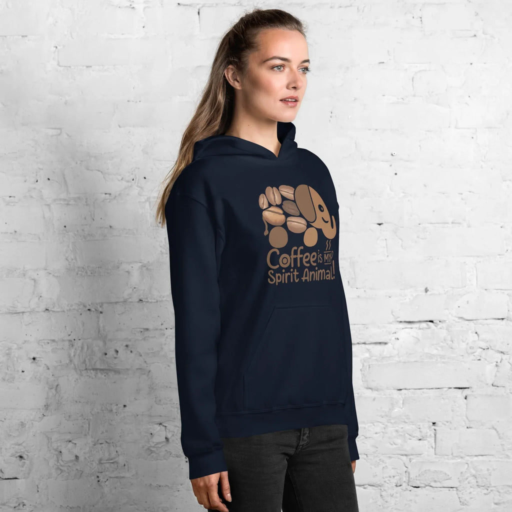 Unisex Hoodie | Coffee Is My Spirit Animal hoodie AwRans Clothing unisex-heavy-blend-hoodie-navy-right-front-681654aa26b9b
