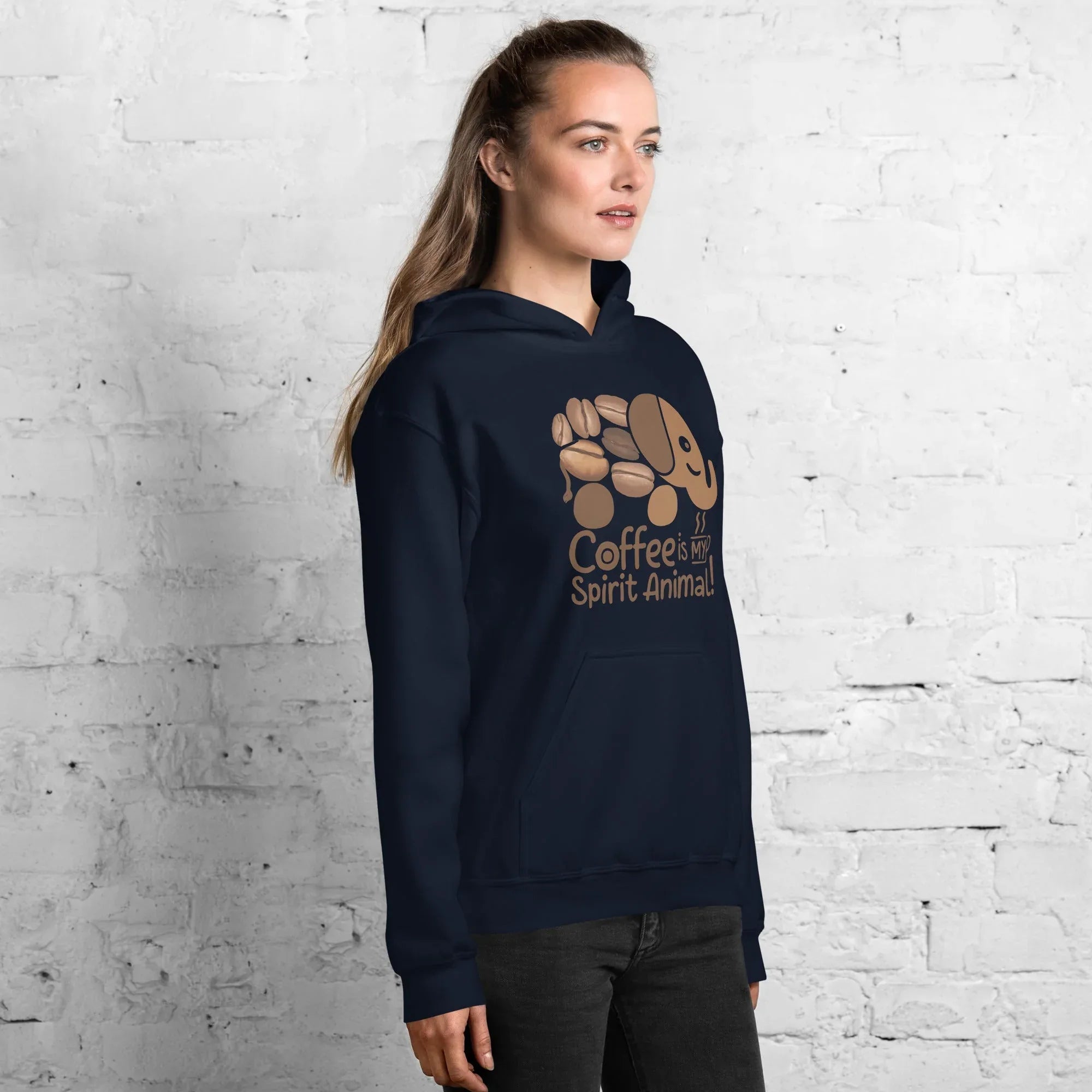 Unisex Hoodie | Coffee Is My Spirit Animal hoodie AwRans Clothing unisex-heavy-blend-hoodie-navy-right-front-681654aa26b9b