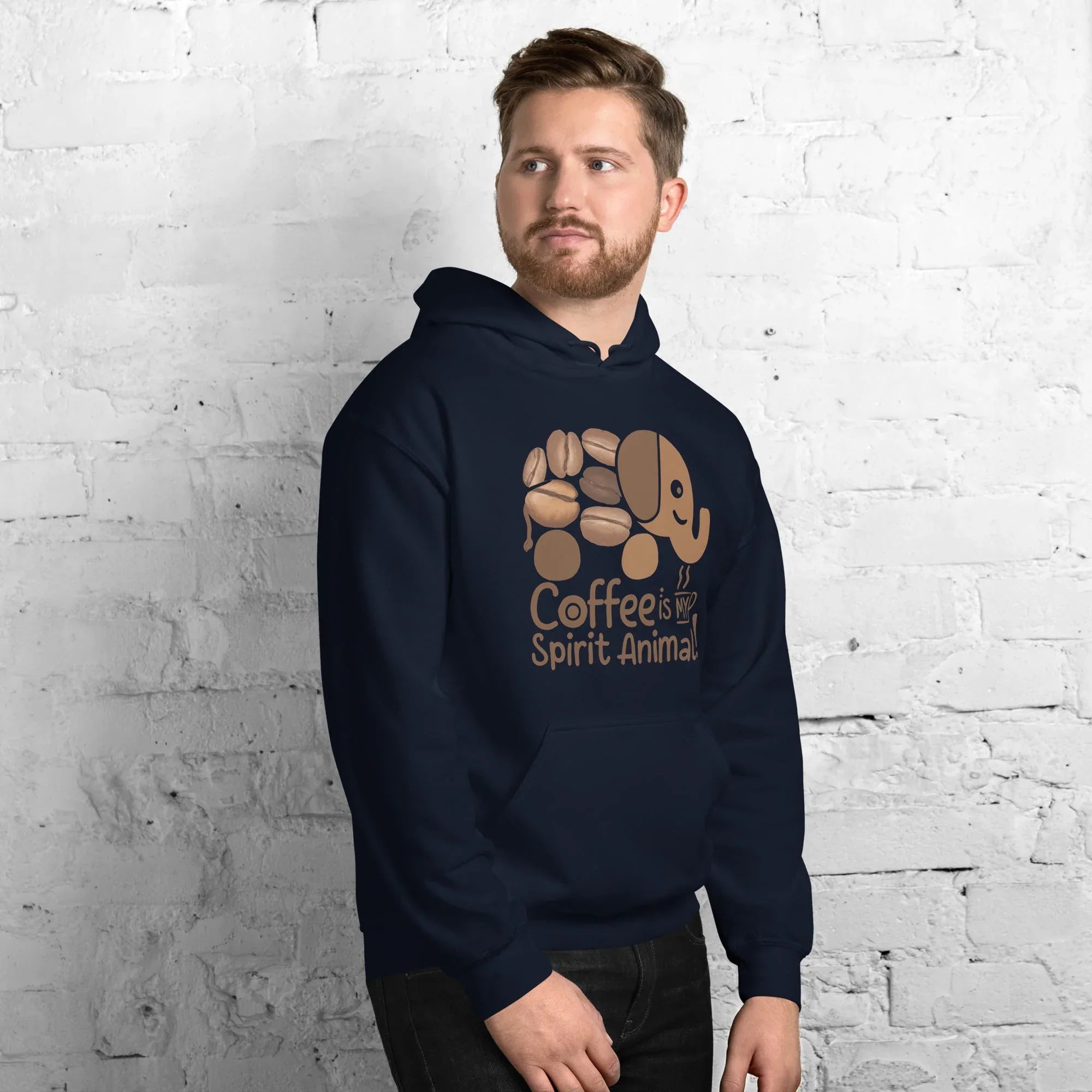 Unisex Hoodie | Coffee Is My Spirit Animal hoodie AwRans Clothing unisex-heavy-blend-hoodie-navy-right-front-681654aa2db3f