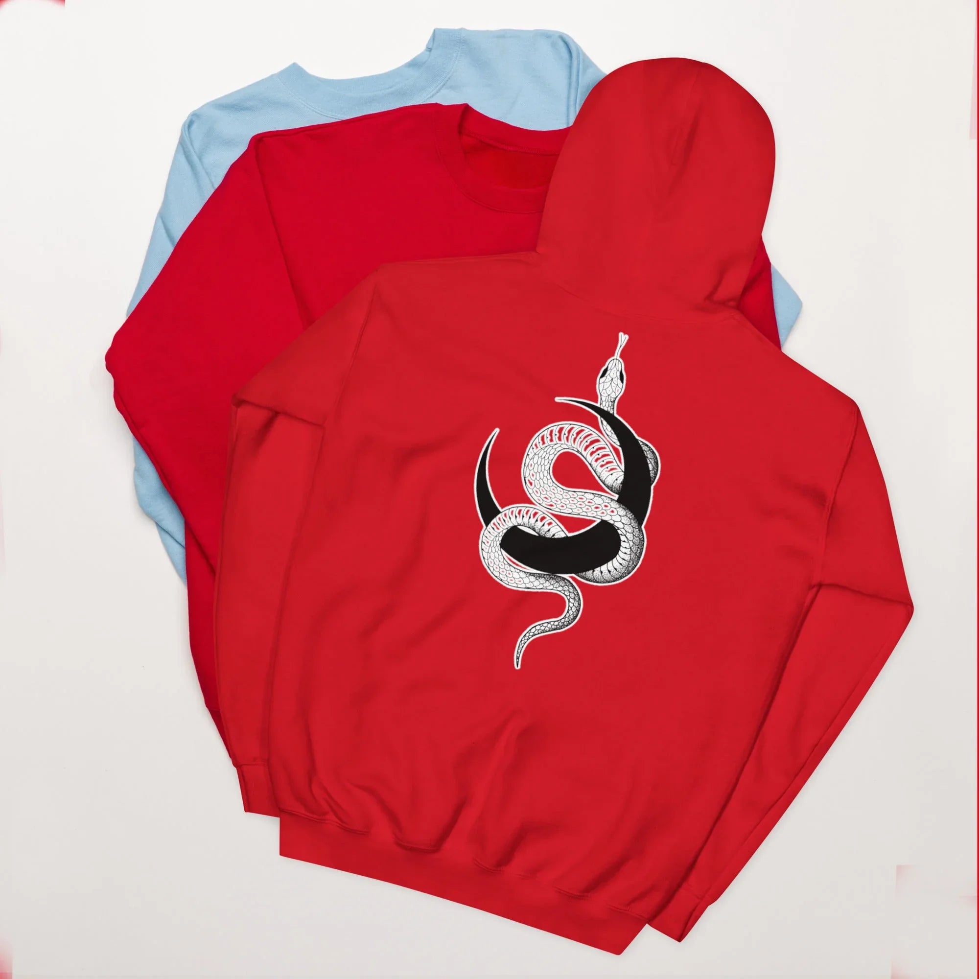 Unisex | Moon Snake Hoodie Red hoodie AwRans Clothing unisex-heavy-blend-hoodie-red-back-66403b39b9585