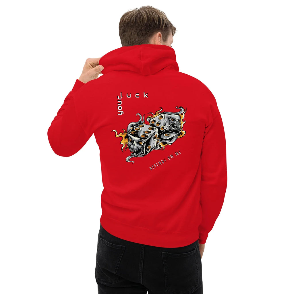 Men's | Your Luck Depends On Me Hoodie hoodie AwRans Clothing unisex-heavy-blend-hoodie-red-back-6650eb614c6c7