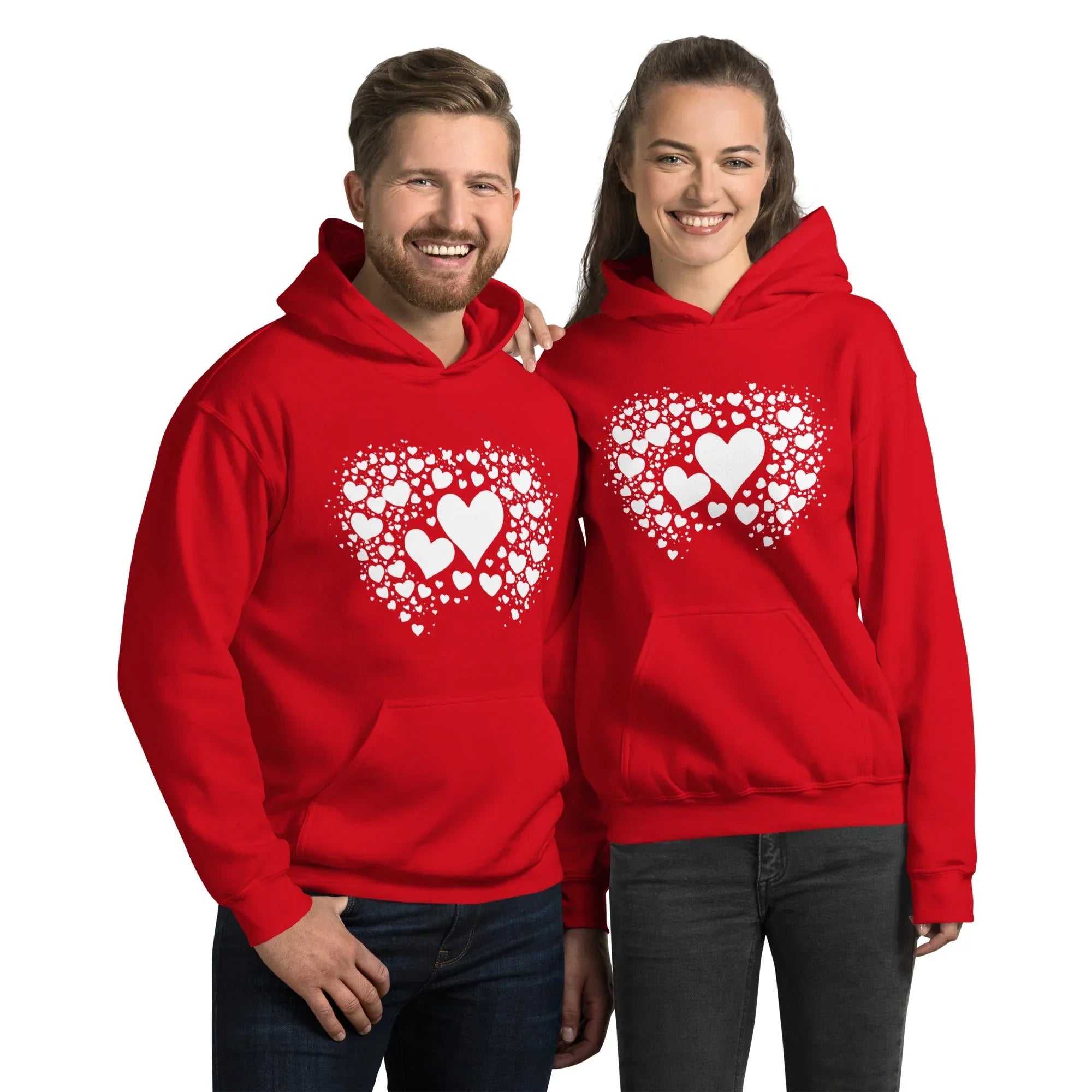 Unisex | Black Hearts Hoodie Red hoodie AwRans Clothing unisex-heavy-blend-hoodie-red-front-6620a1a83d1e0