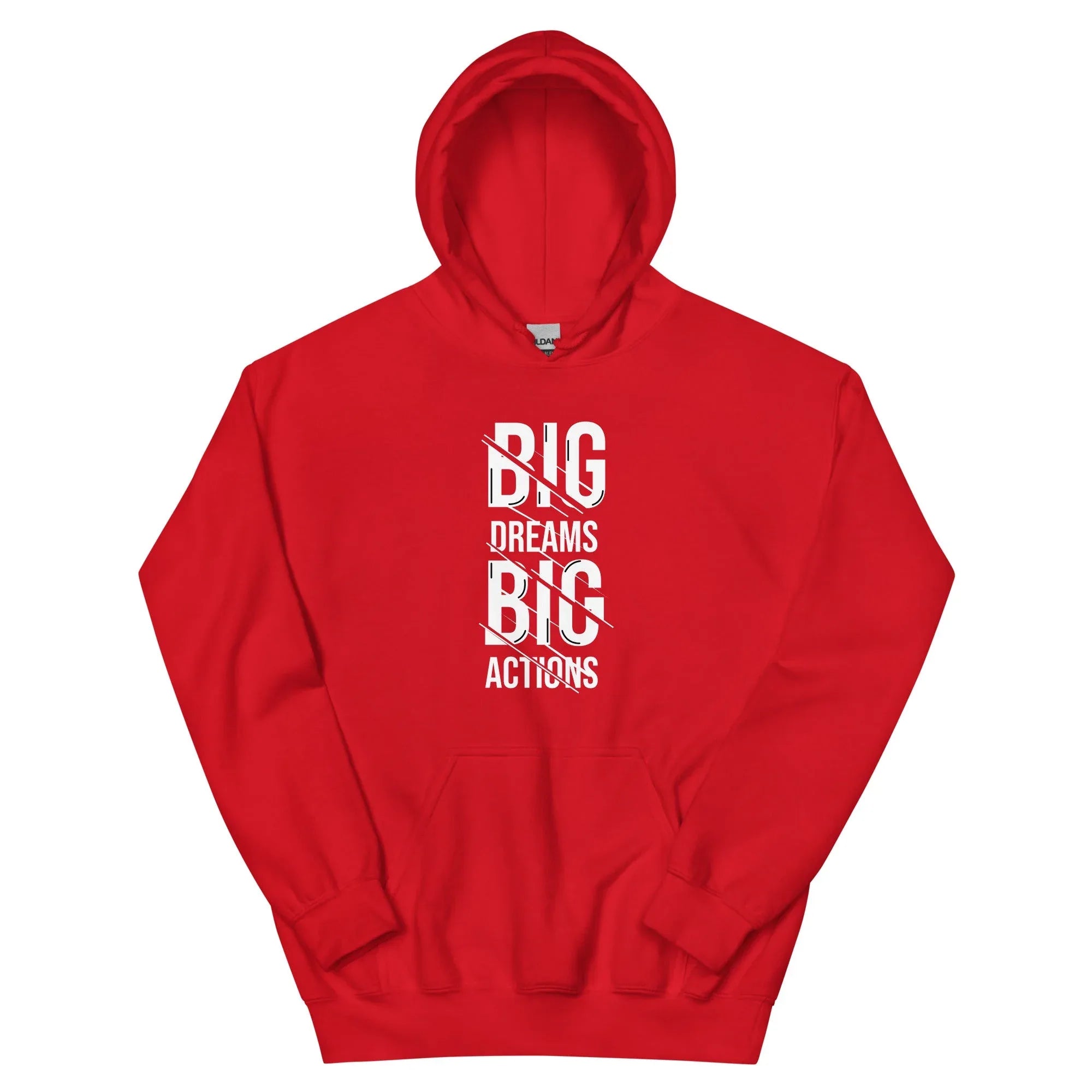 Unisex | Big Dreams Big Actions Hoodie Red hoodie AwRans Clothing unisex-heavy-blend-hoodie-red-front-664db663c6d46