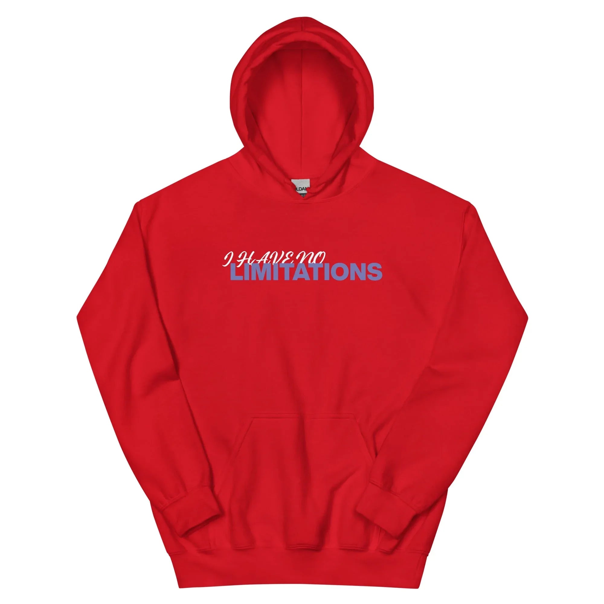 Unisex | I Have No Limitations Hoodie Red hoodie AwRans Clothing unisex-heavy-blend-hoodie-red-front-66505ed81f786