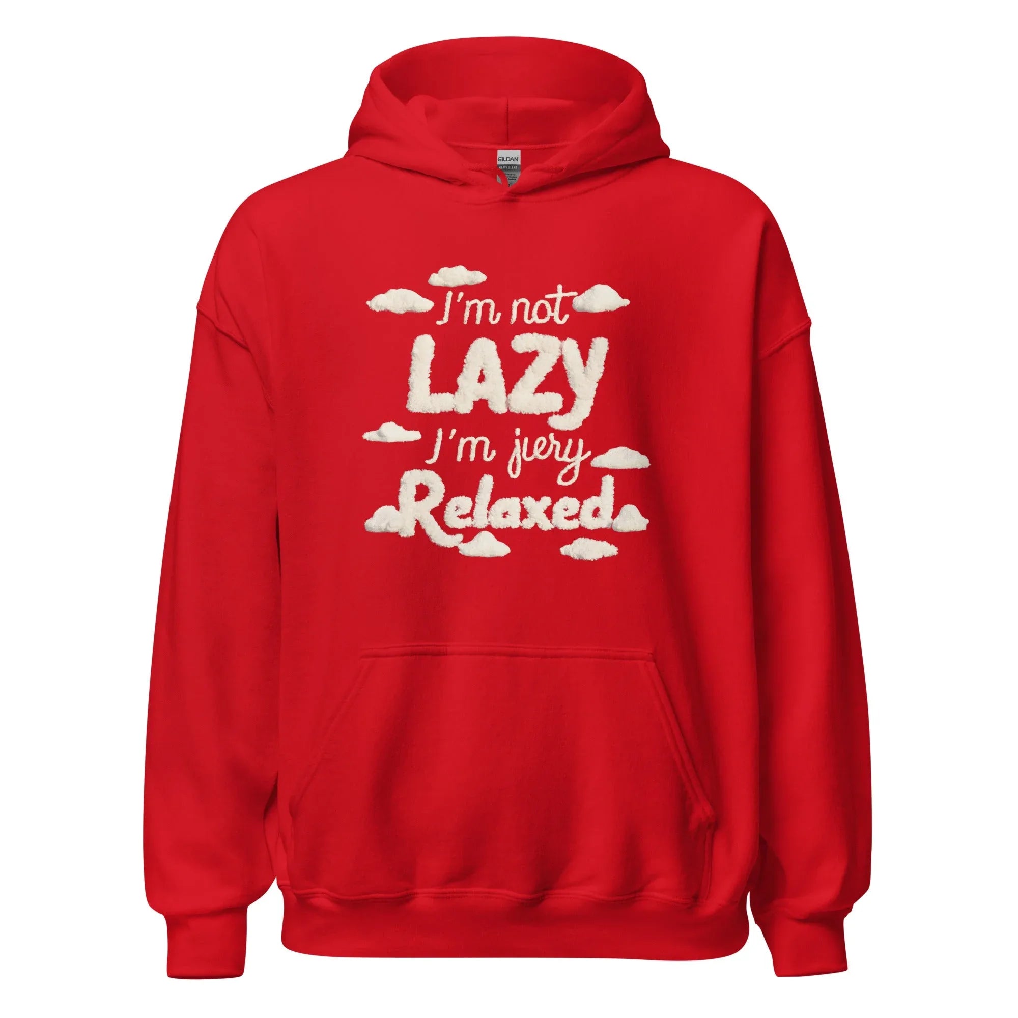 Unisex | I'm Not Lazy I'm Just Relaxed Hoodie Red hoodie AwRans Clothing unisex-heavy-blend-hoodie-red-front-665ca184753d5