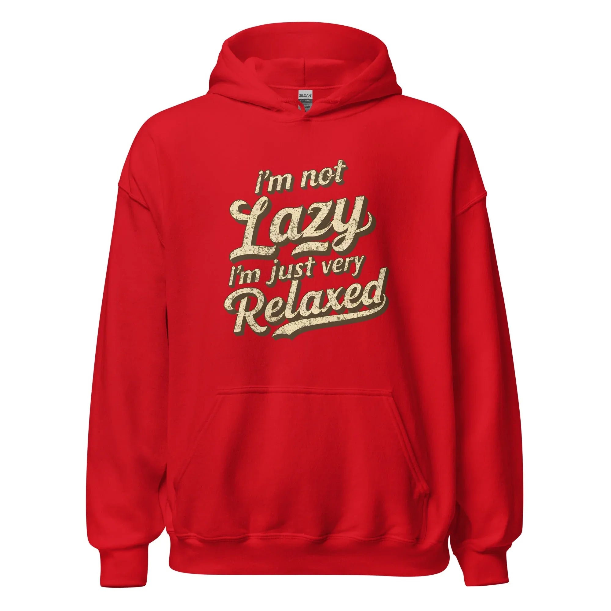 Unisex | I'm Not Lazy - I'm Just Relaxed Hoodie Red hoodie AwRans Clothing unisex-heavy-blend-hoodie-red-front-665d2f2bcdd98